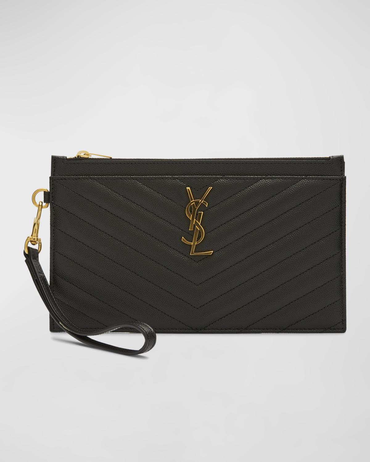 YSL Monogram Large Bill Pouch in Grained Leather