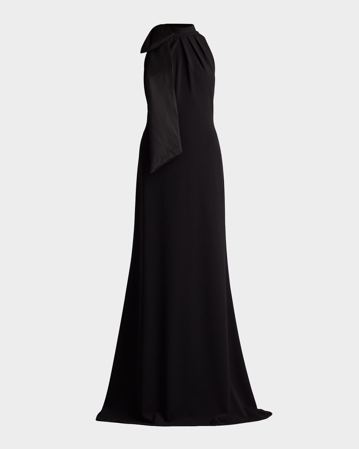 Sleeveless Mock-Neck Bow Gown