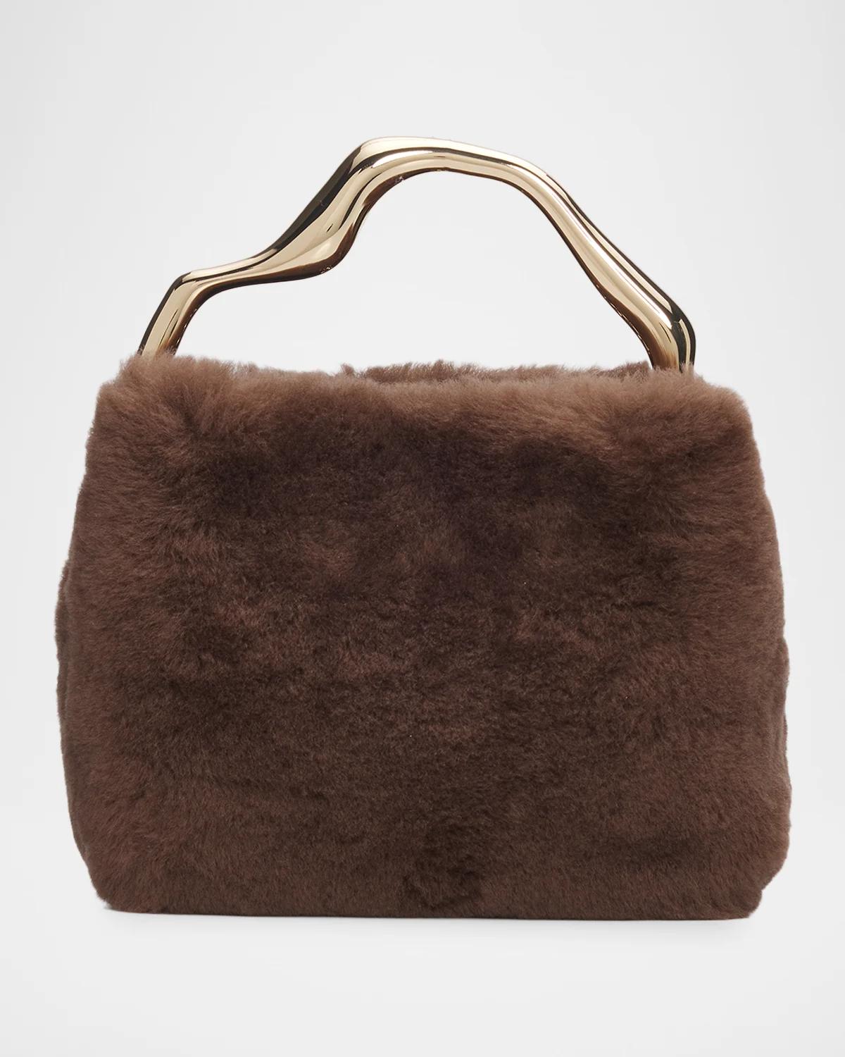 Solene Mini Sheep Shearling Fur Top-Handle Bag