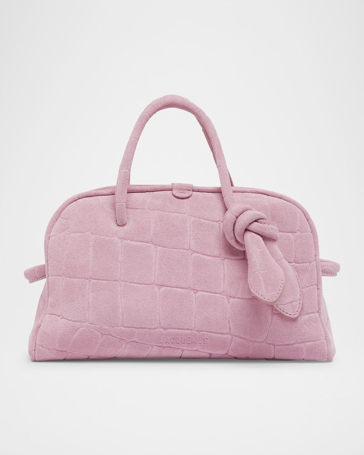 Le Petit Turismo Croc-Embossed Suede Bowling Bag