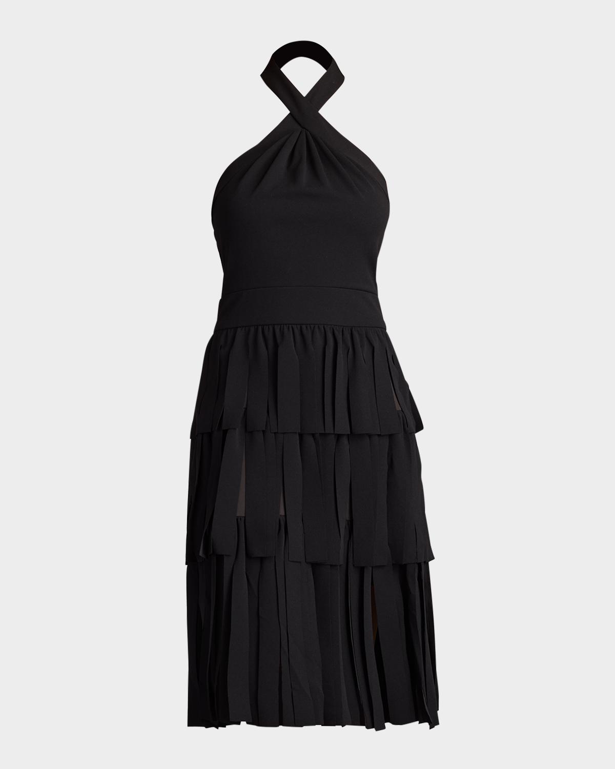 Tiered Car Wash Crepe Halter Dress