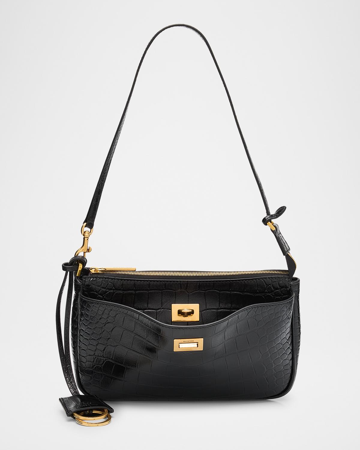 Rodeo Croc-Embossed Leather Pochette