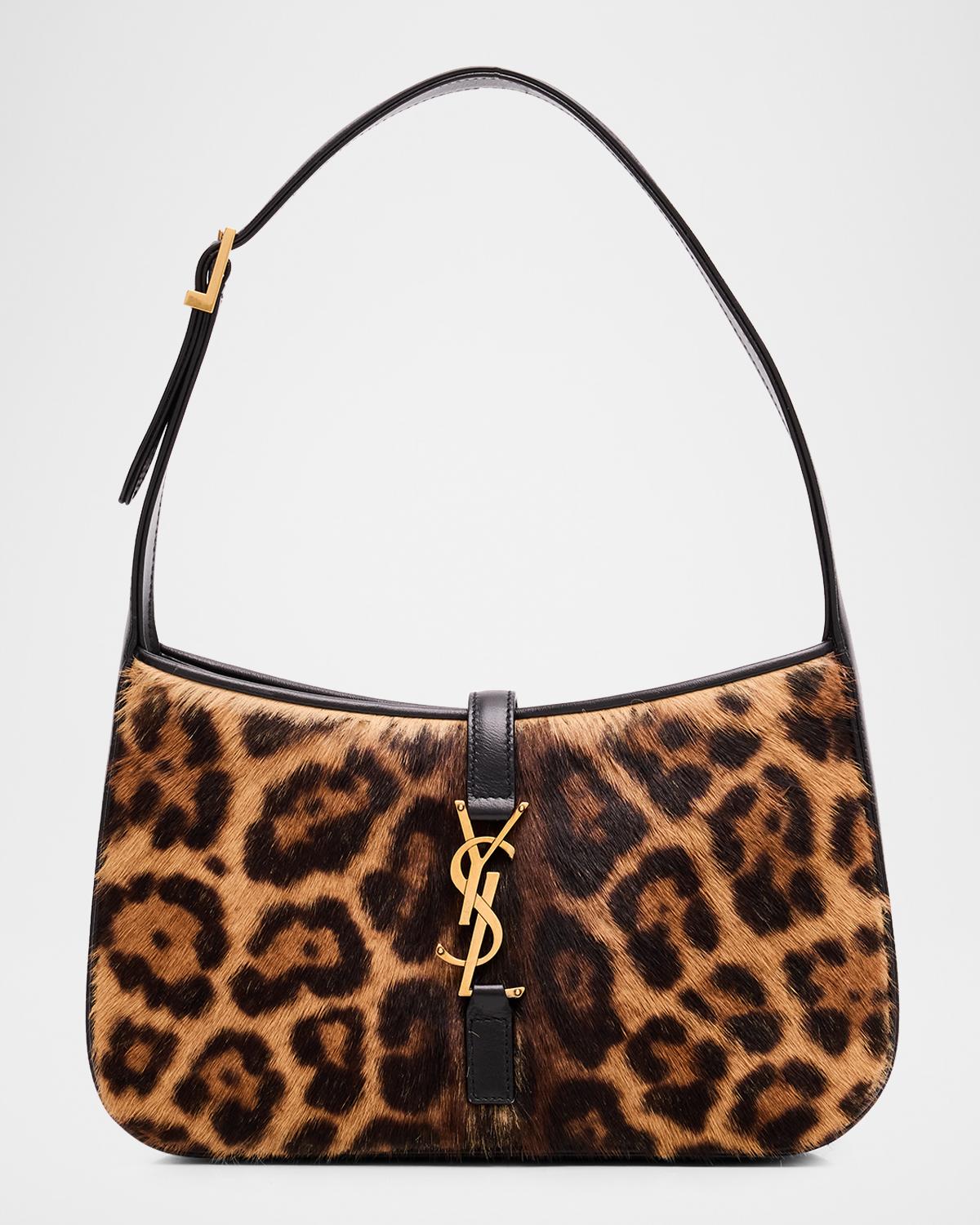 Le 5 A 7 Shoulder Bag in Leopard-Print Calf Hair