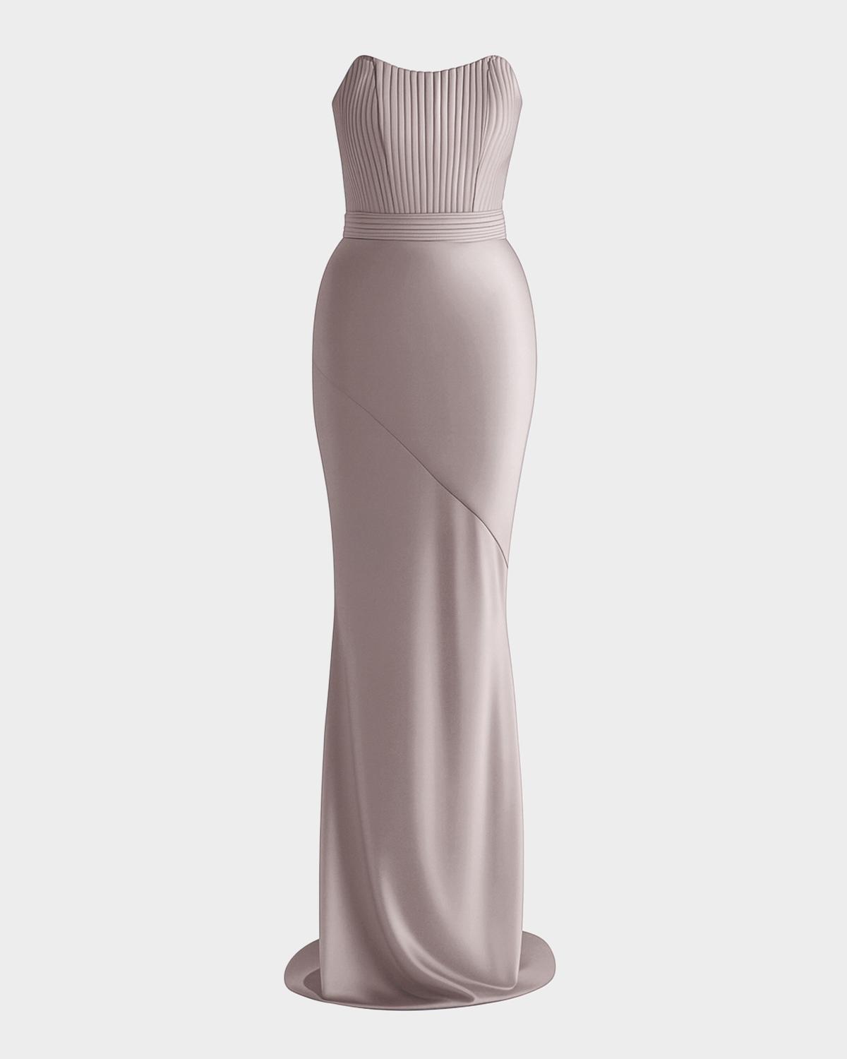 Germaine Strapless Stretch Satin Column Gown
