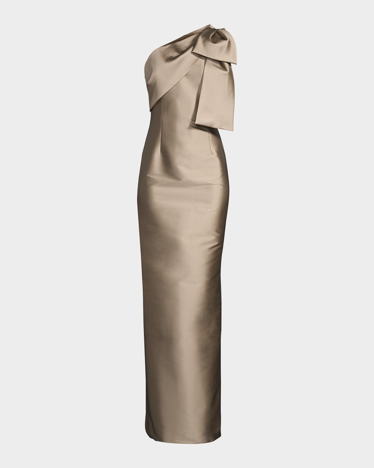 Bonnie Satin One-Shoulder Gown