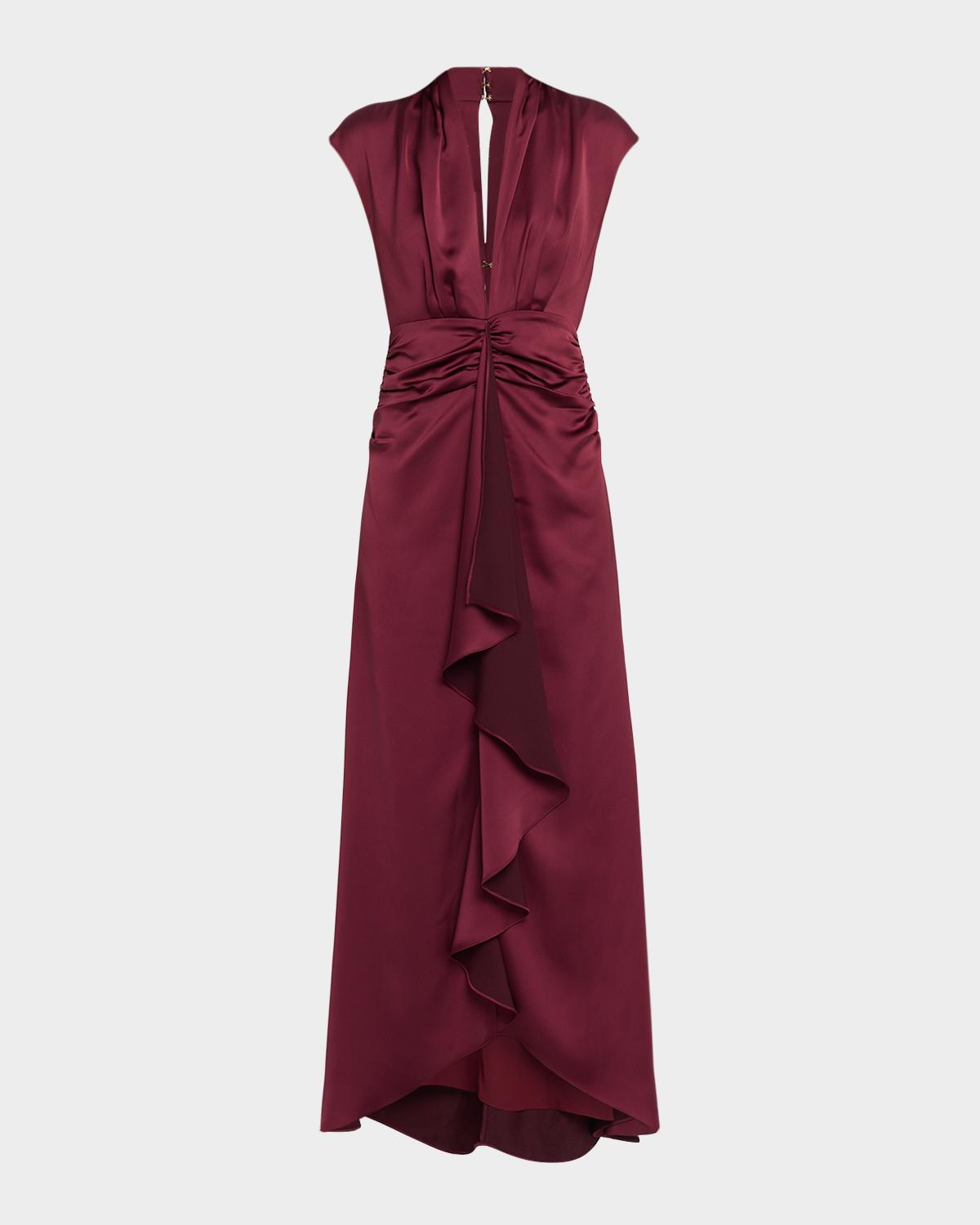 Catrin Draped Deep V-Neck Gown
