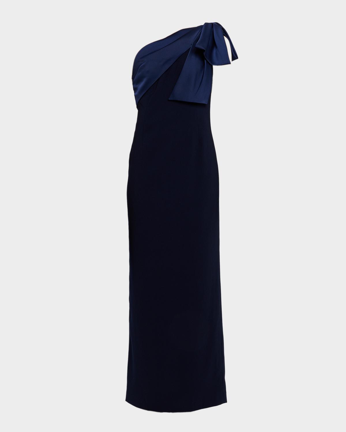 Estrella Draped One-Shoulder Column Gown
