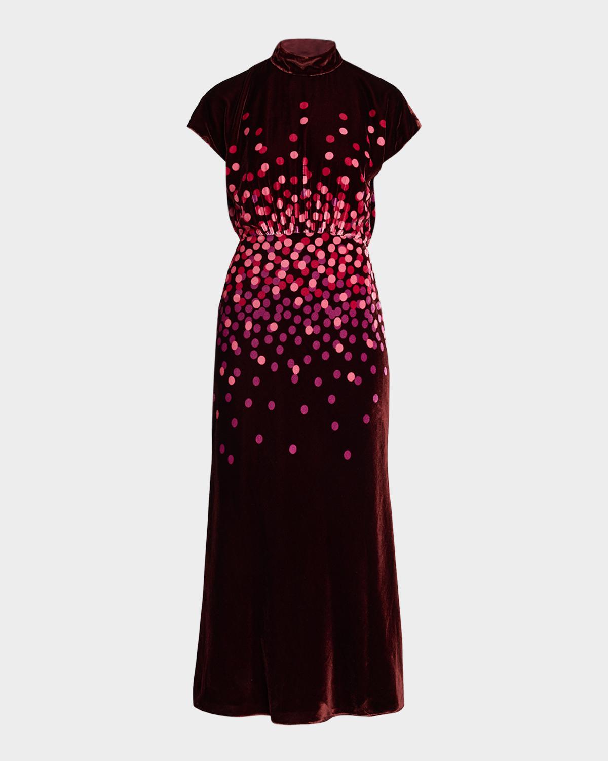 Fabienne High-Neck Velvet Dress