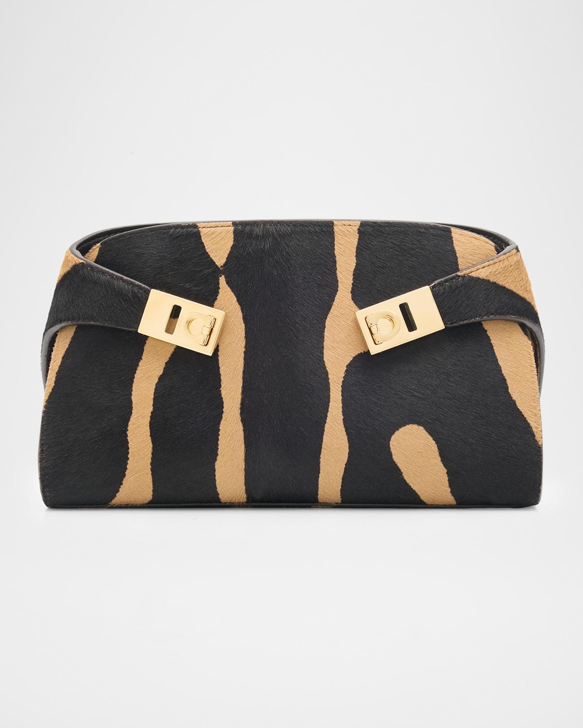 Hug Zebra-Print Calf Hair Shoulder Bag