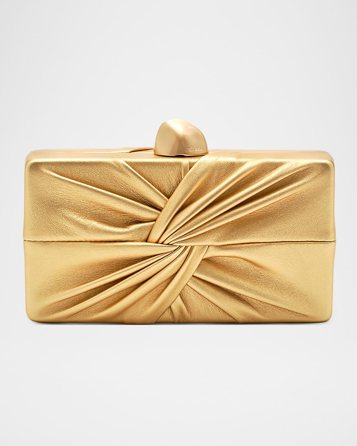 Lisse Twisted Metallic Leather Clutch Bag