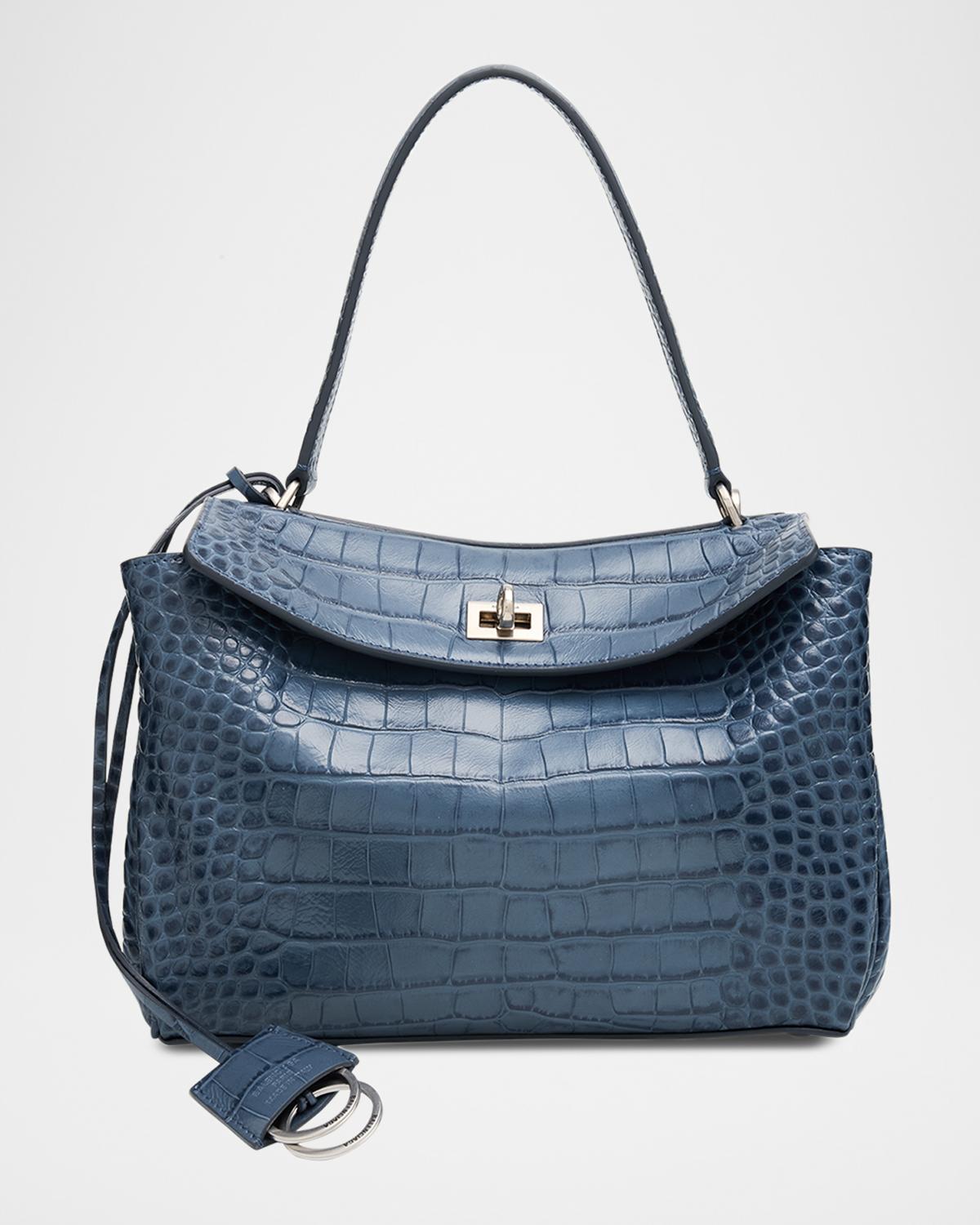 Rodeo Croc-Embossed Leather Top-Handle Bag