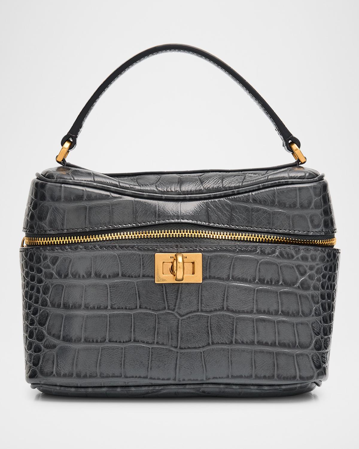 Rodeo Croc-Embossed Leather Vanity Top-Handle Bag