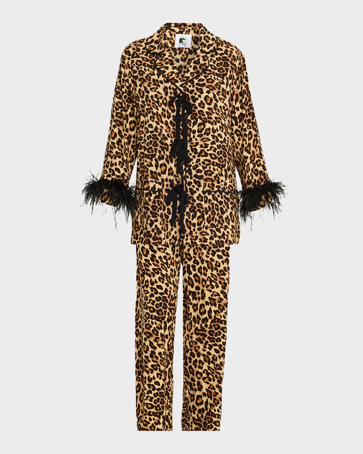 Leopard-Print Viscose Pajama Set