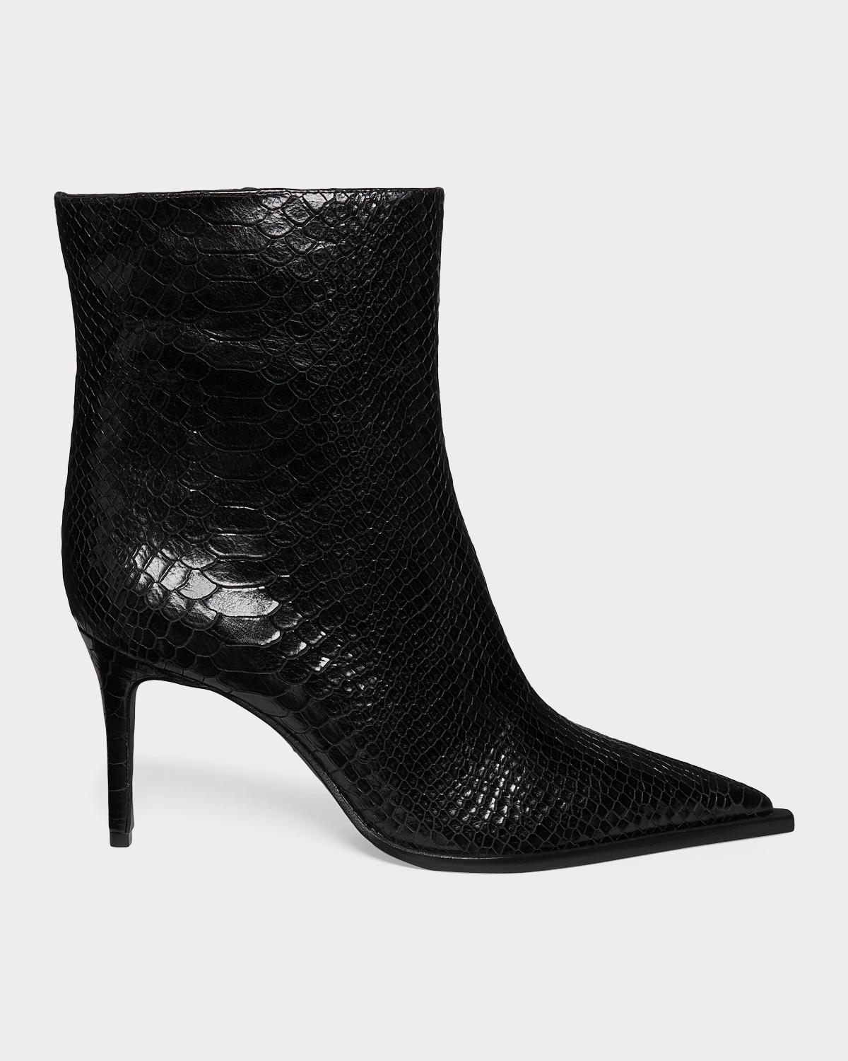 85mm Mary Snake-Embossed Leather Booties