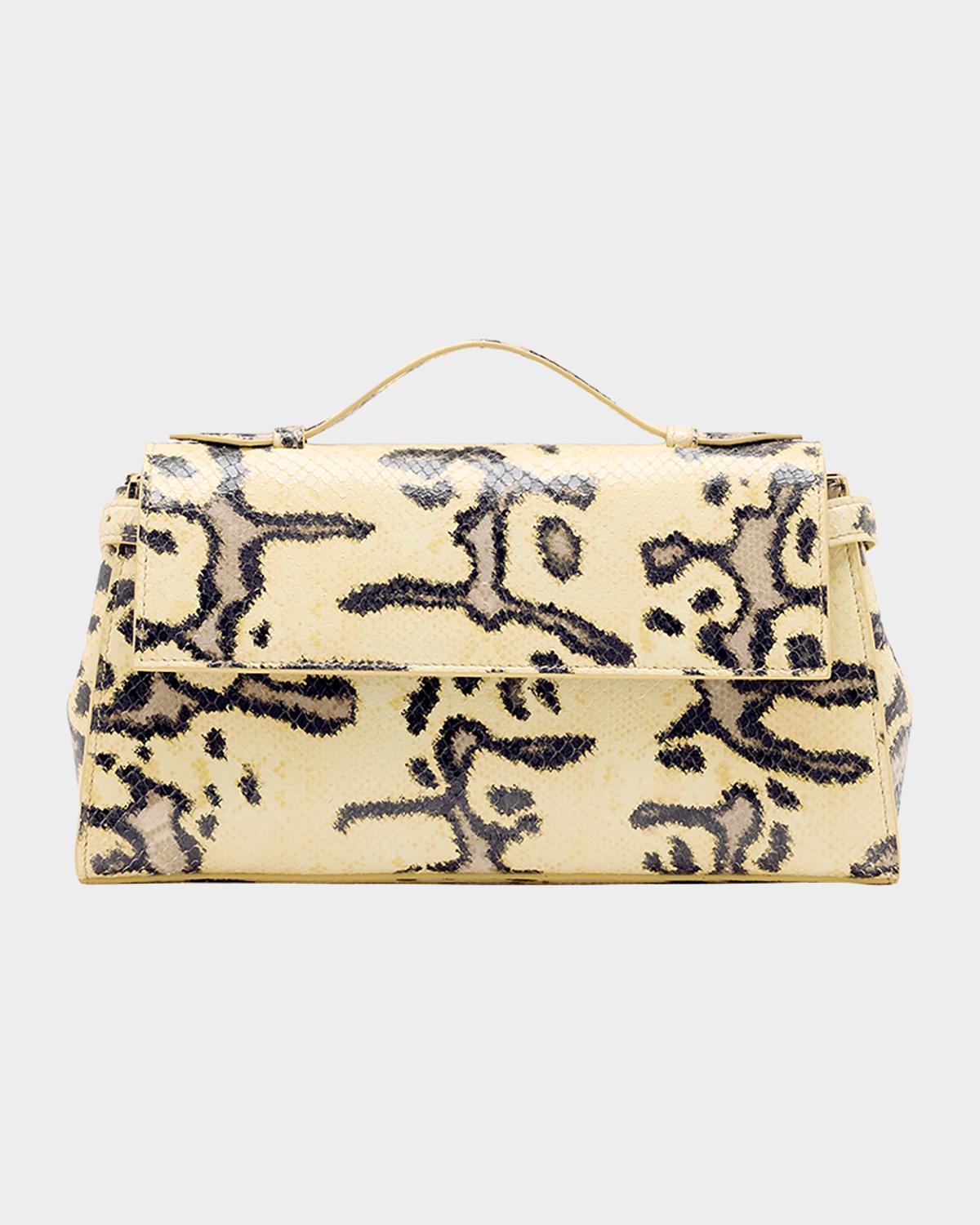 Tate Python-Print Leather Clutch Bag