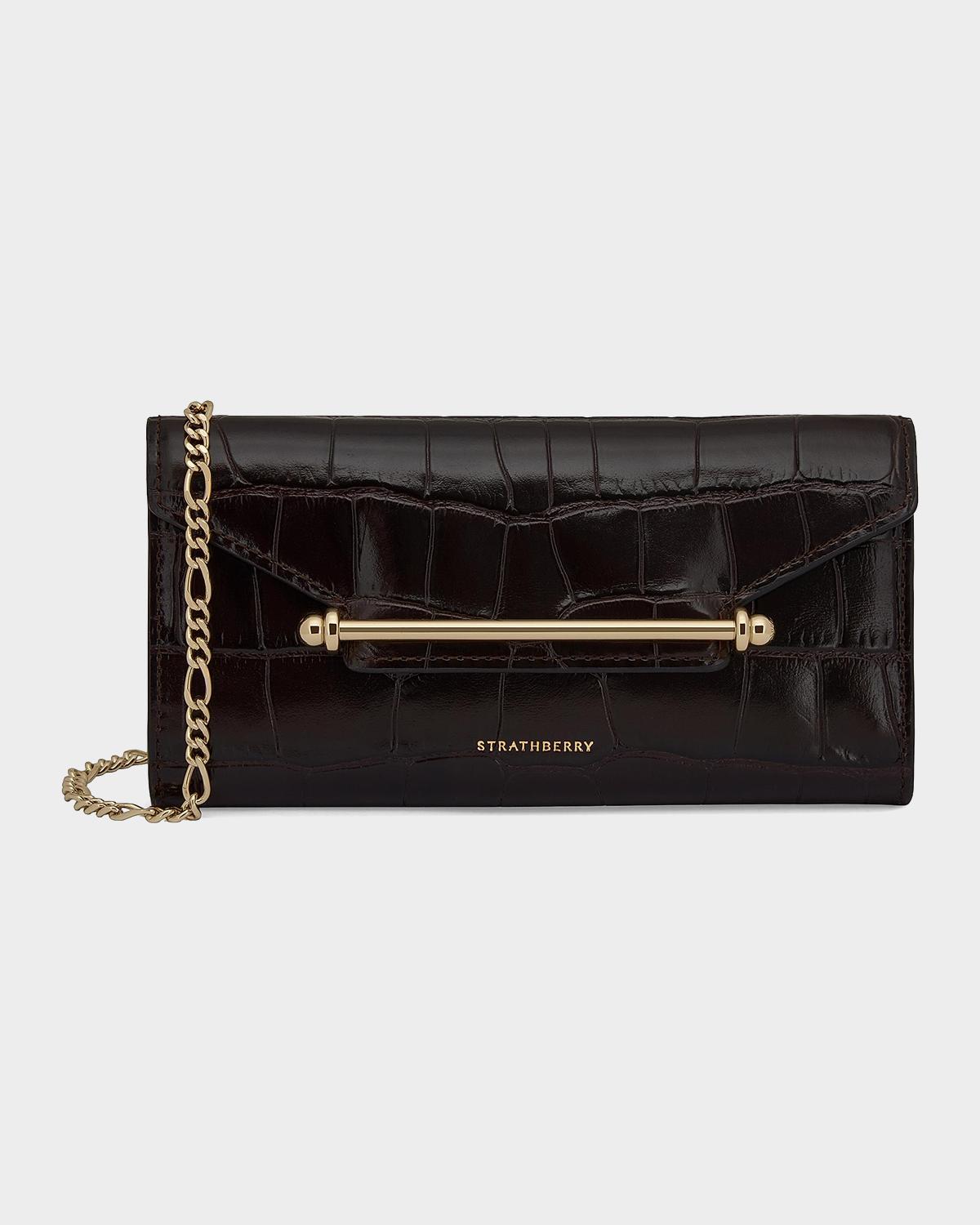 Multrees Croc-Embossed Leather Wallet on Chain
