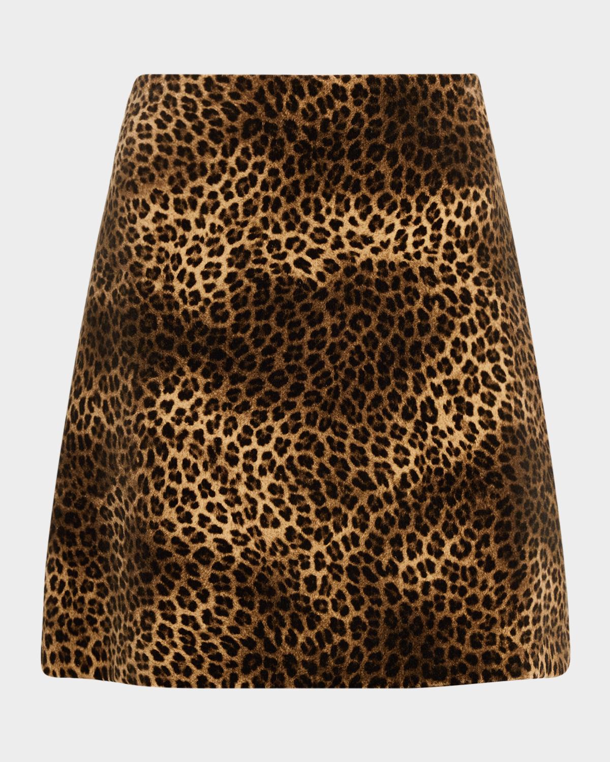Leopard-Print Cotton Mini Skirt