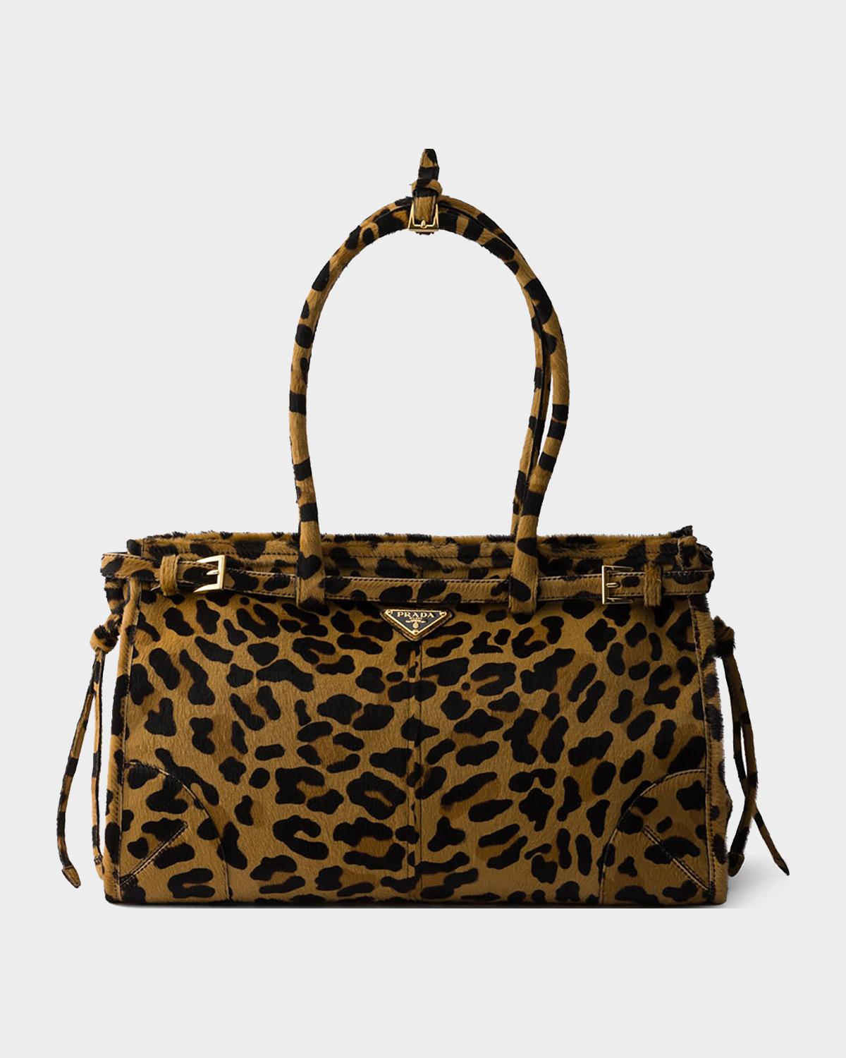 Bonnie Large Leopard-Print Pony Hair Handbag
