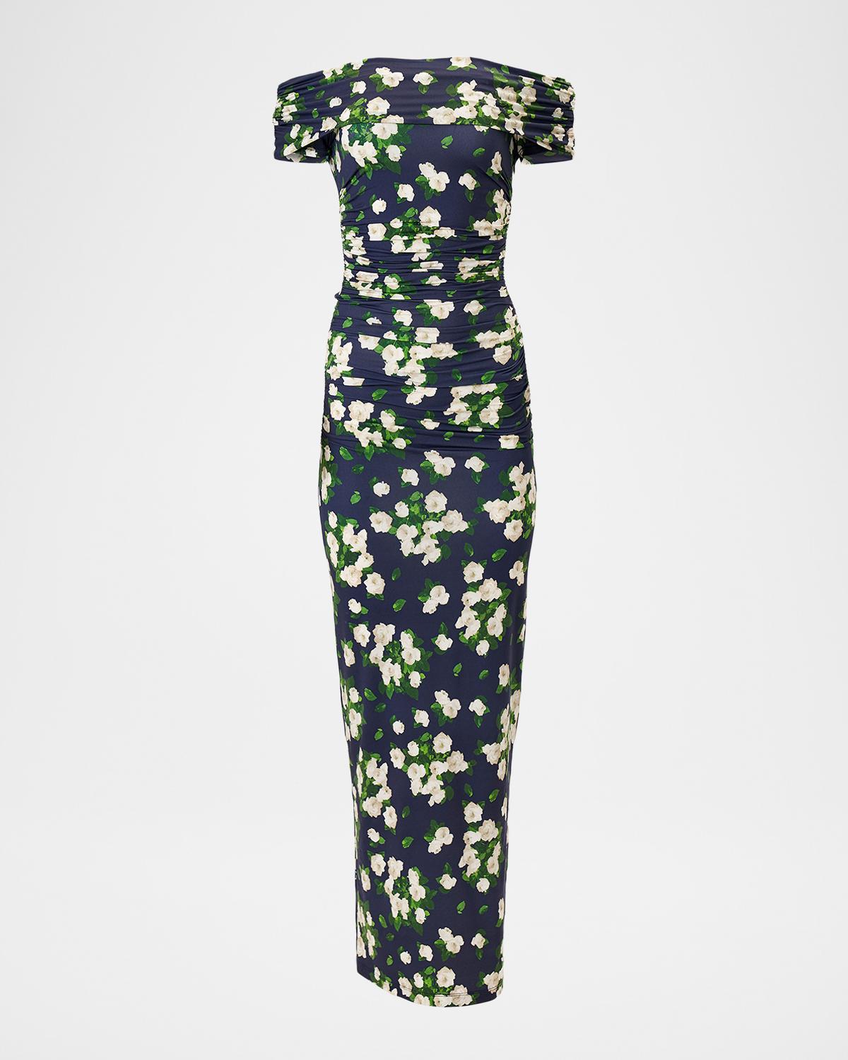 Off-The-Shoulder Floral Jersey Maxi Dress