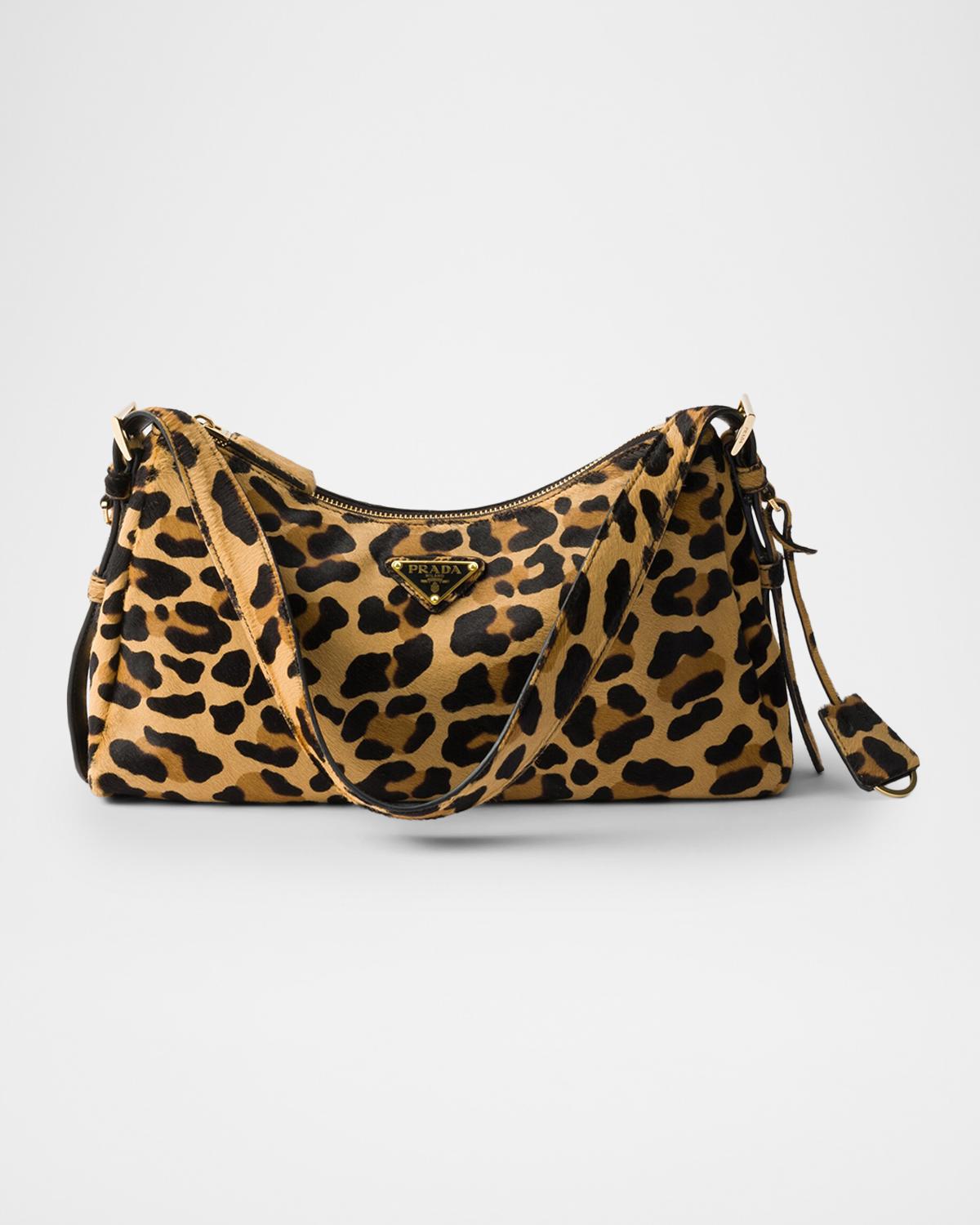 Aime Medium Leopard-Print Pony Hair Shoulder Bag