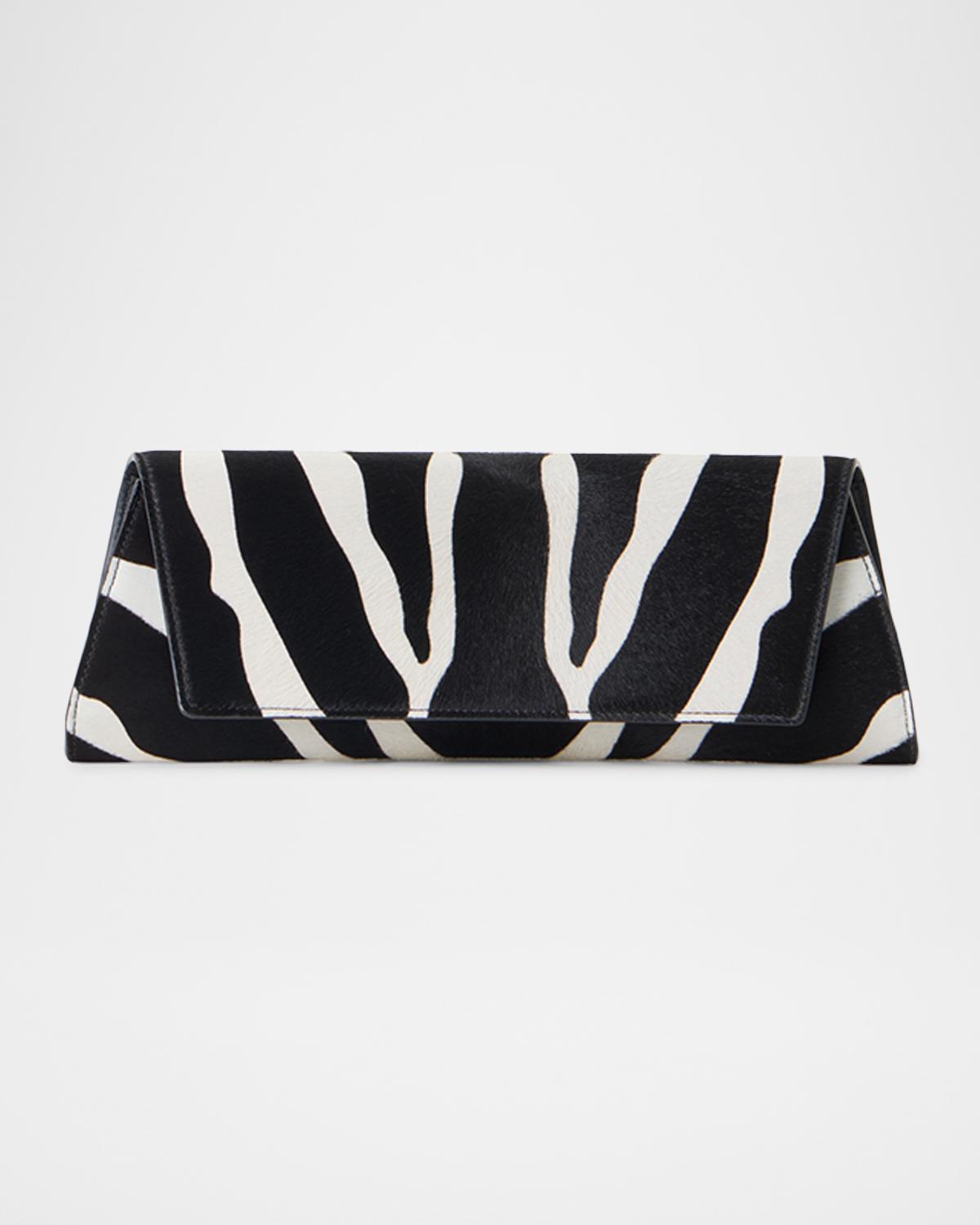 Small Zebra-Print Calf Hair Clutch Bag