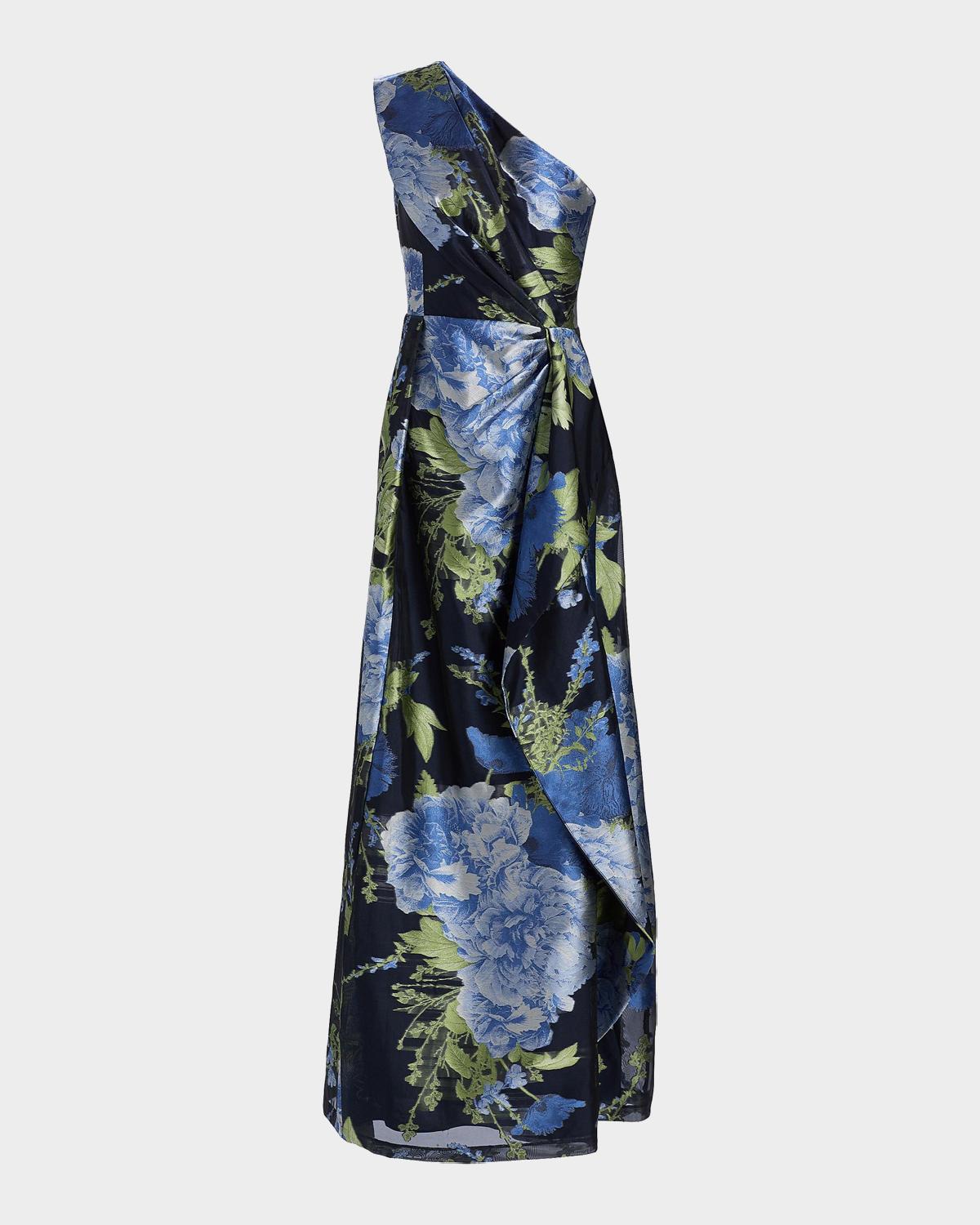 Daisy One-Shoulder Organza Jacquard Gown