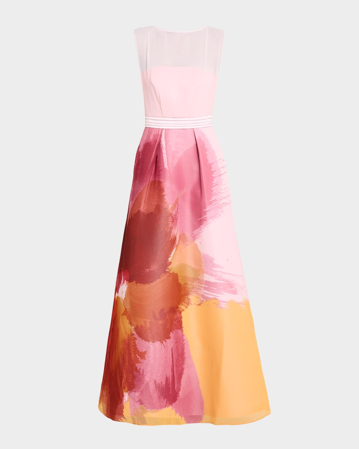 Tess Floral-Print Chiffon Gown