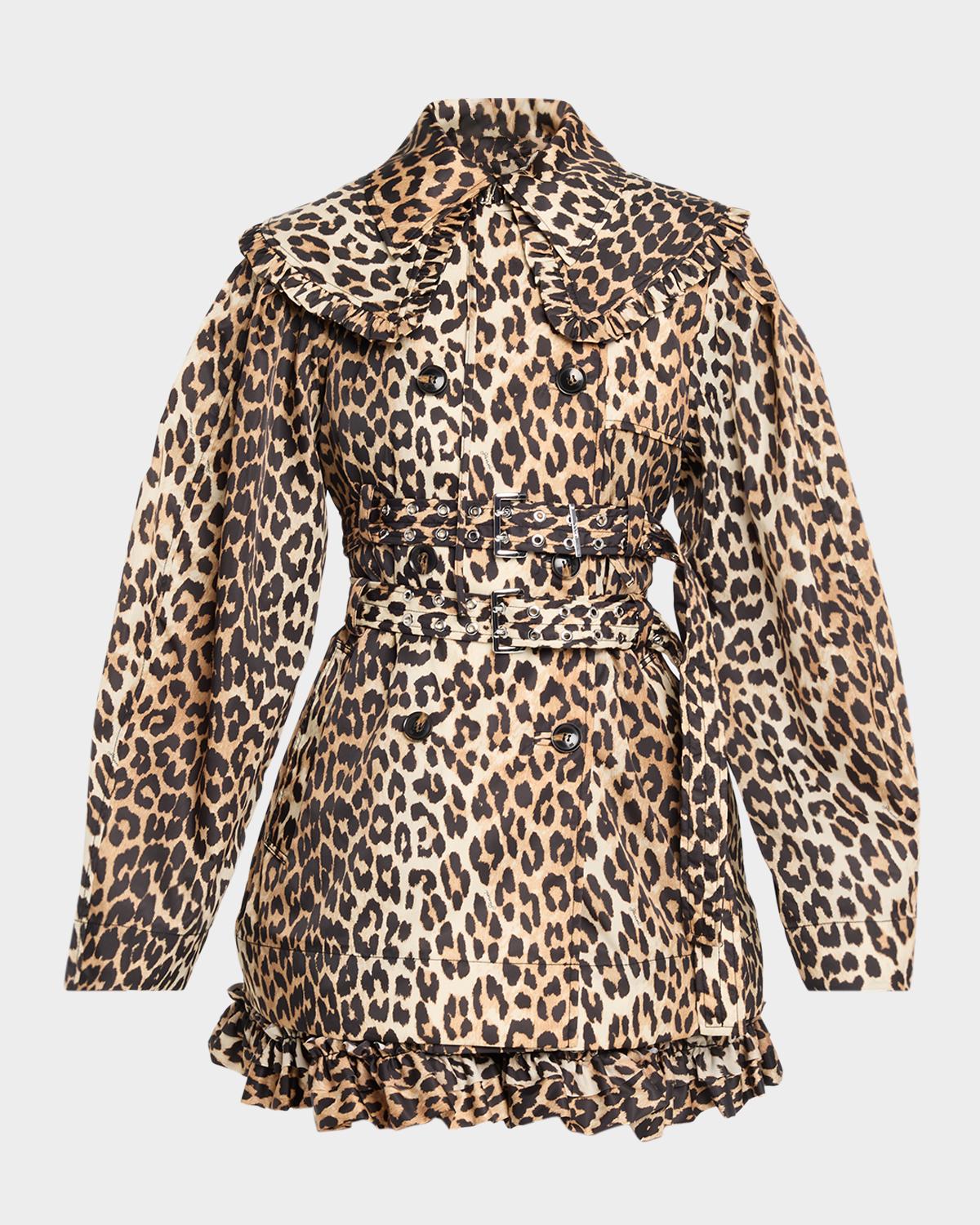Leopard-Print Duchesse Satin Jacket