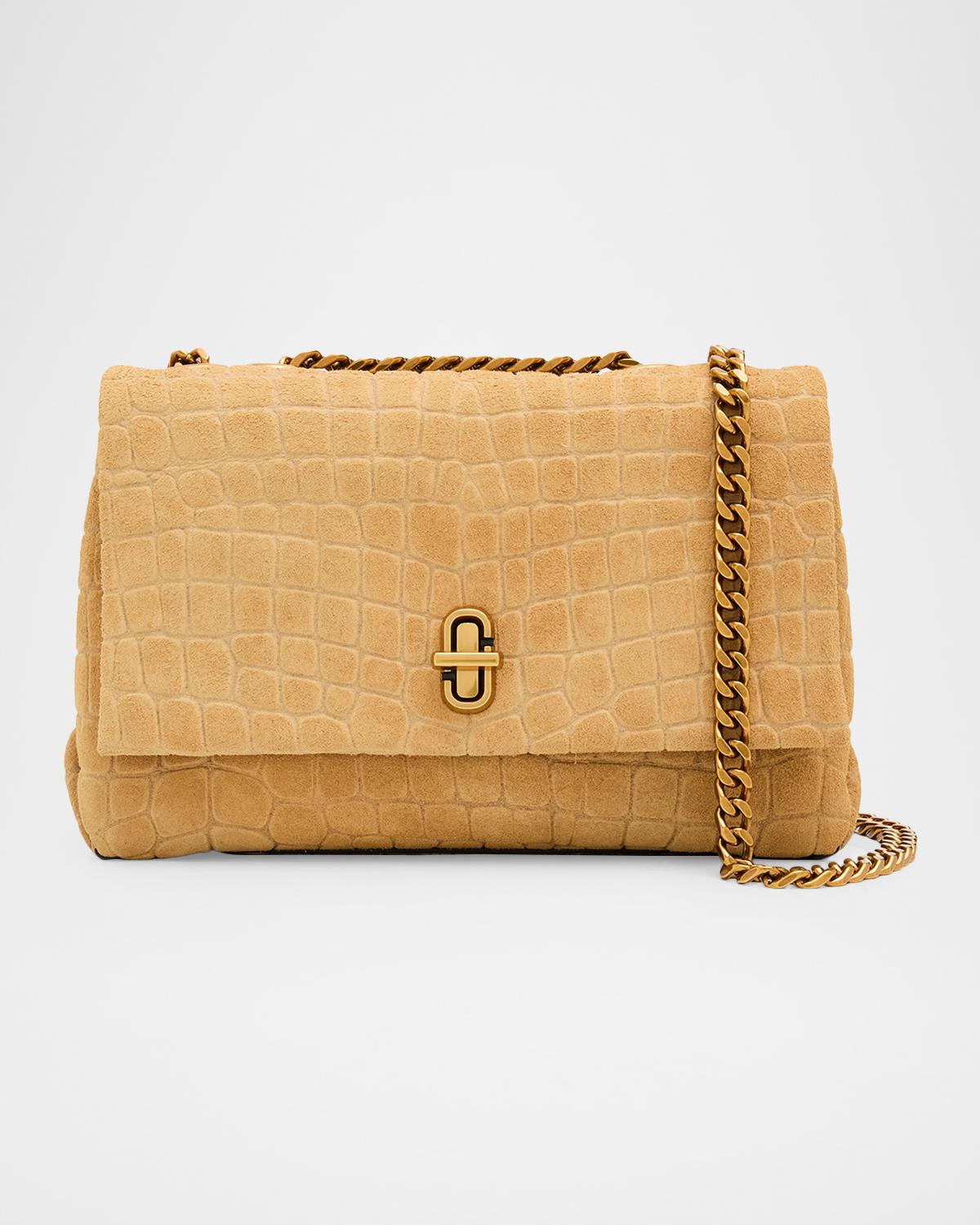 The Croc-Embossed Suede Slim Dual Convertible Shoulder Bag