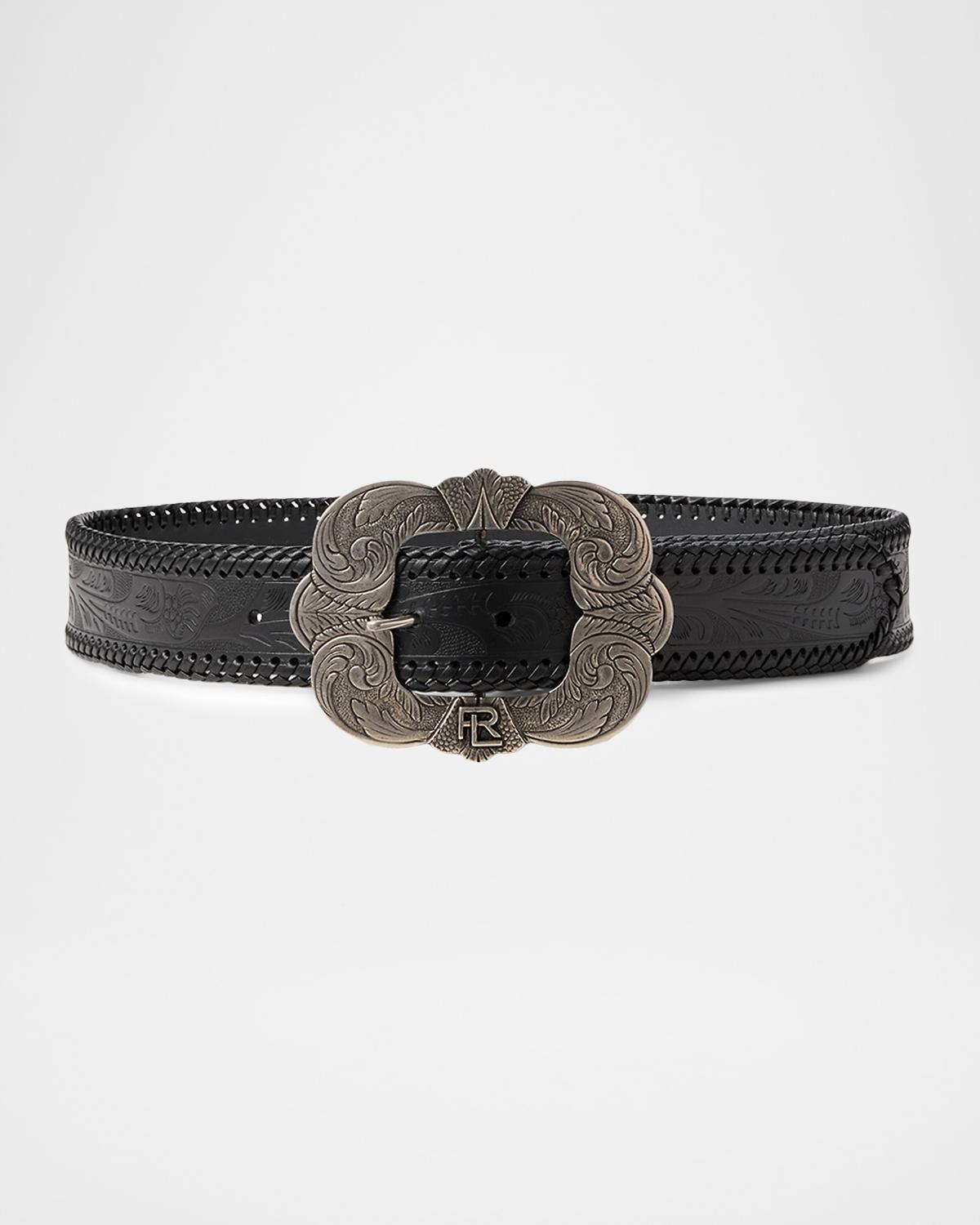 Embossed Leather Western Belt
