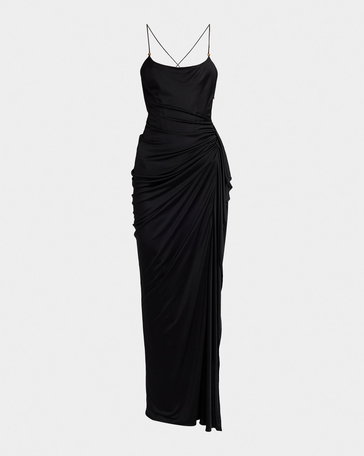 Draped Open-Back Gown