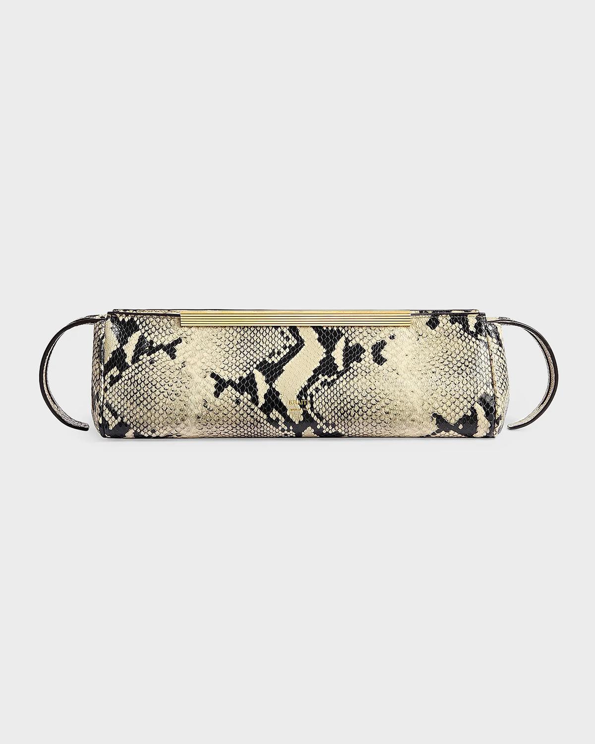 Donna Snakeskin-Embossed Leather Clutch Bag