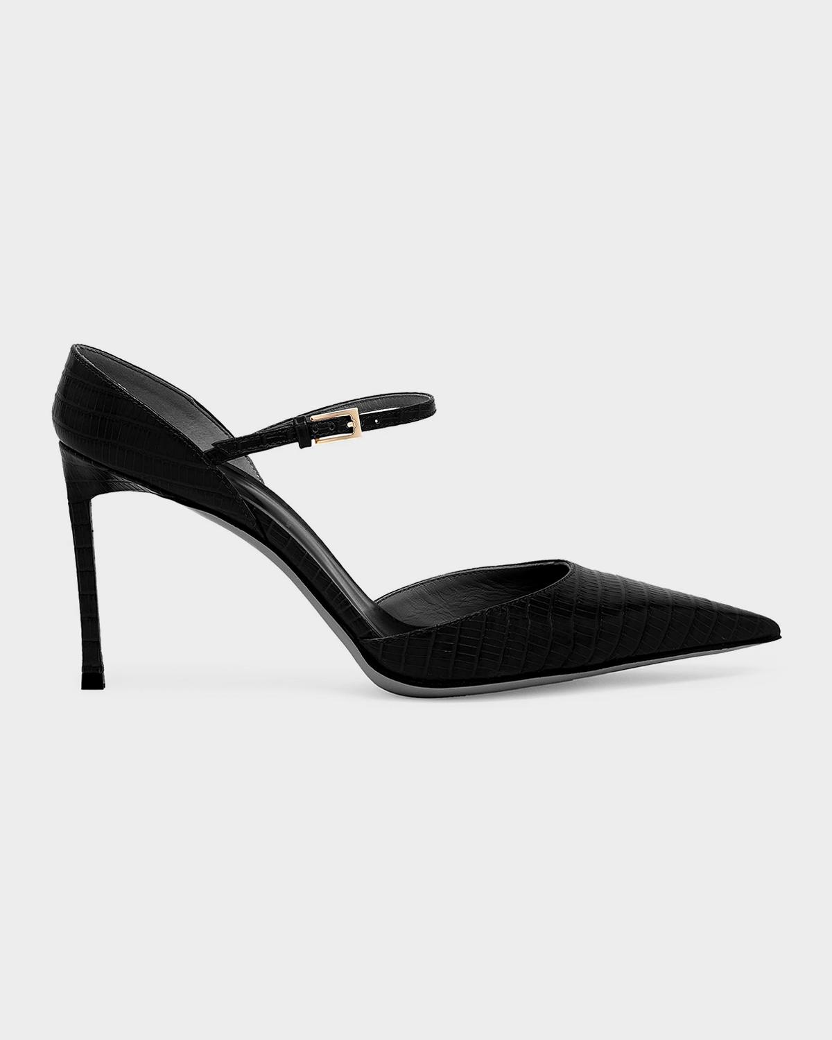 Tejus 85mm Croc-Embossed Leather Mary Jane Pumps