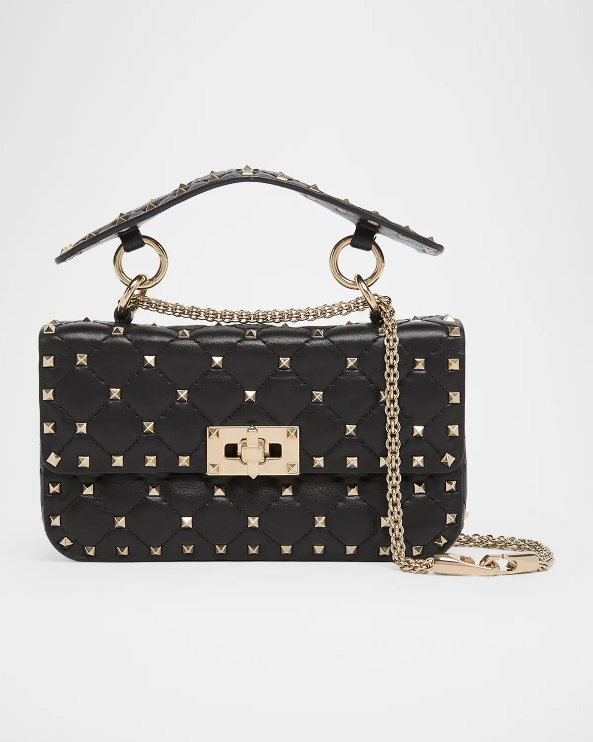 Small Quilted Leather Rockstud Shoulder Bag