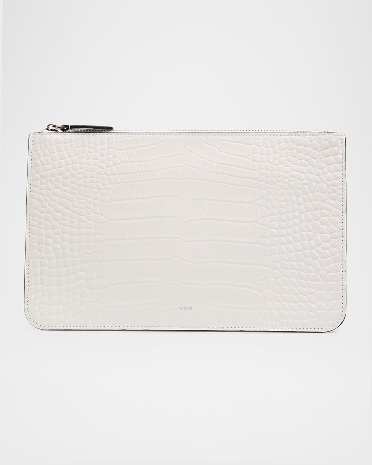 Croc-Embossed Leather Clutch Bag
