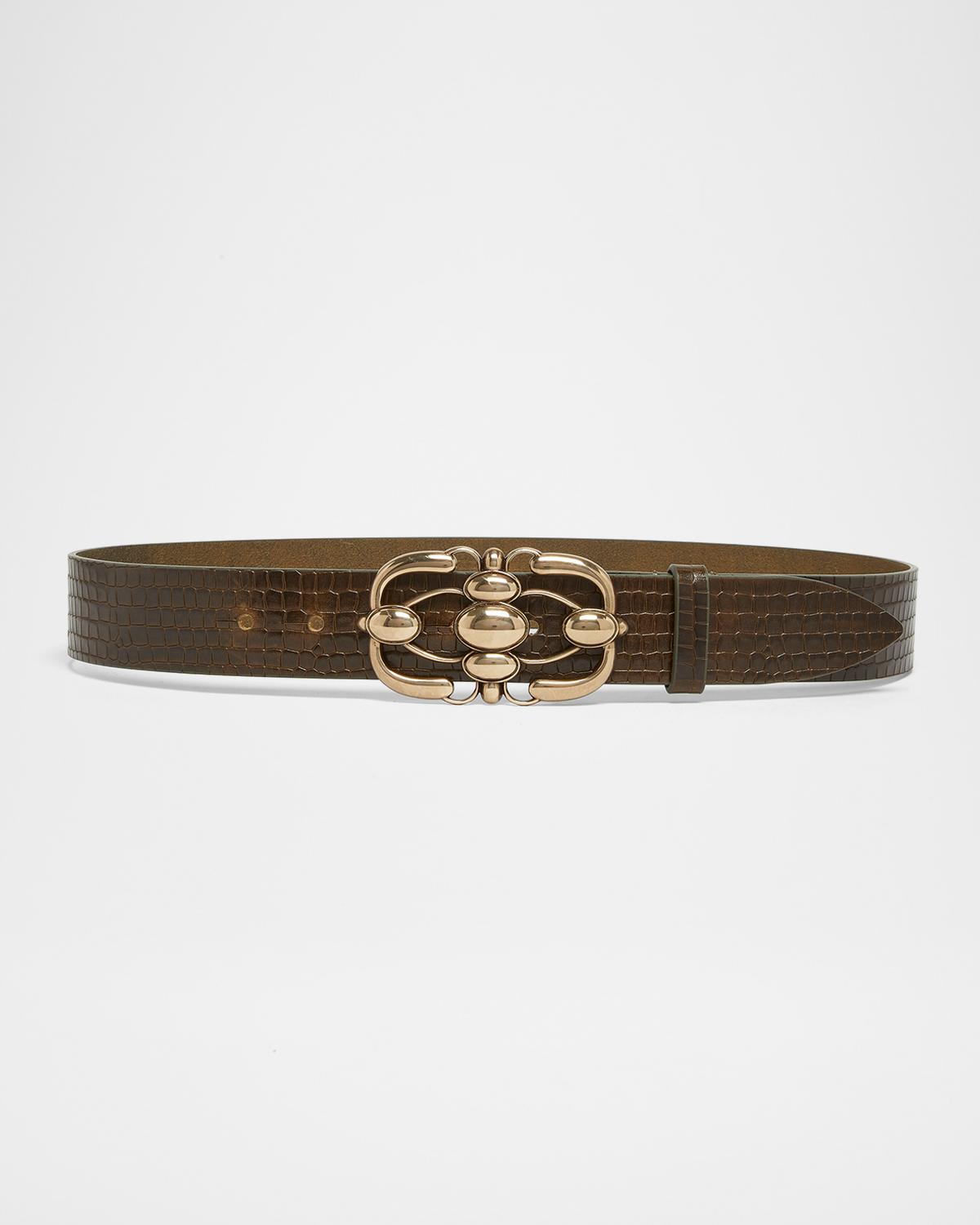 Mirko Croc-Embossed Leather Belt