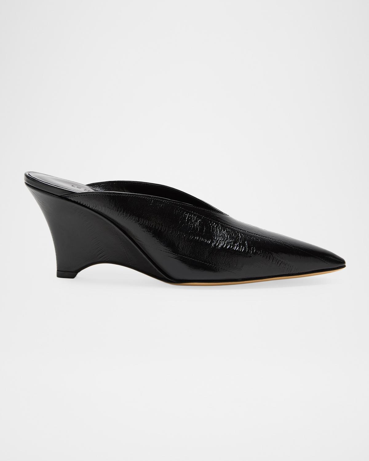 Victoria Eel-Embossed Leather Wedge Mules