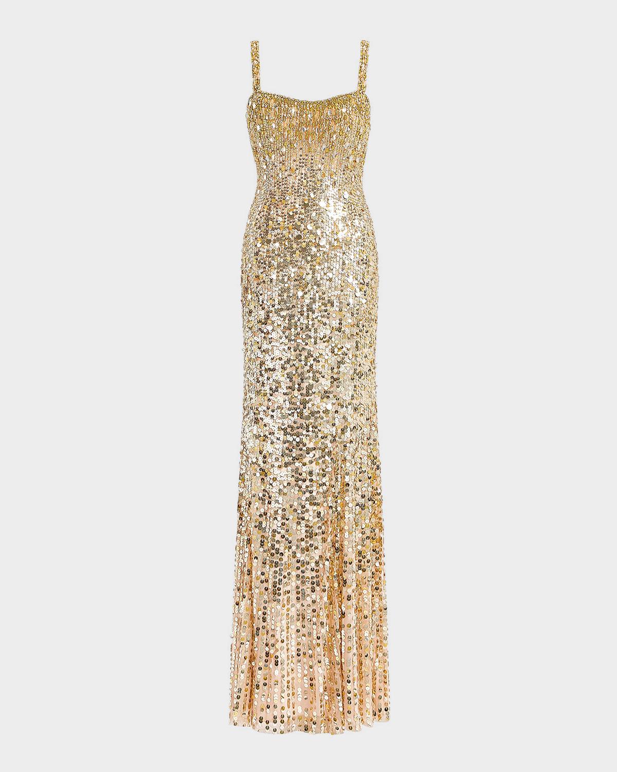 Mirabeau Crystal Sequined Trumpet Gown