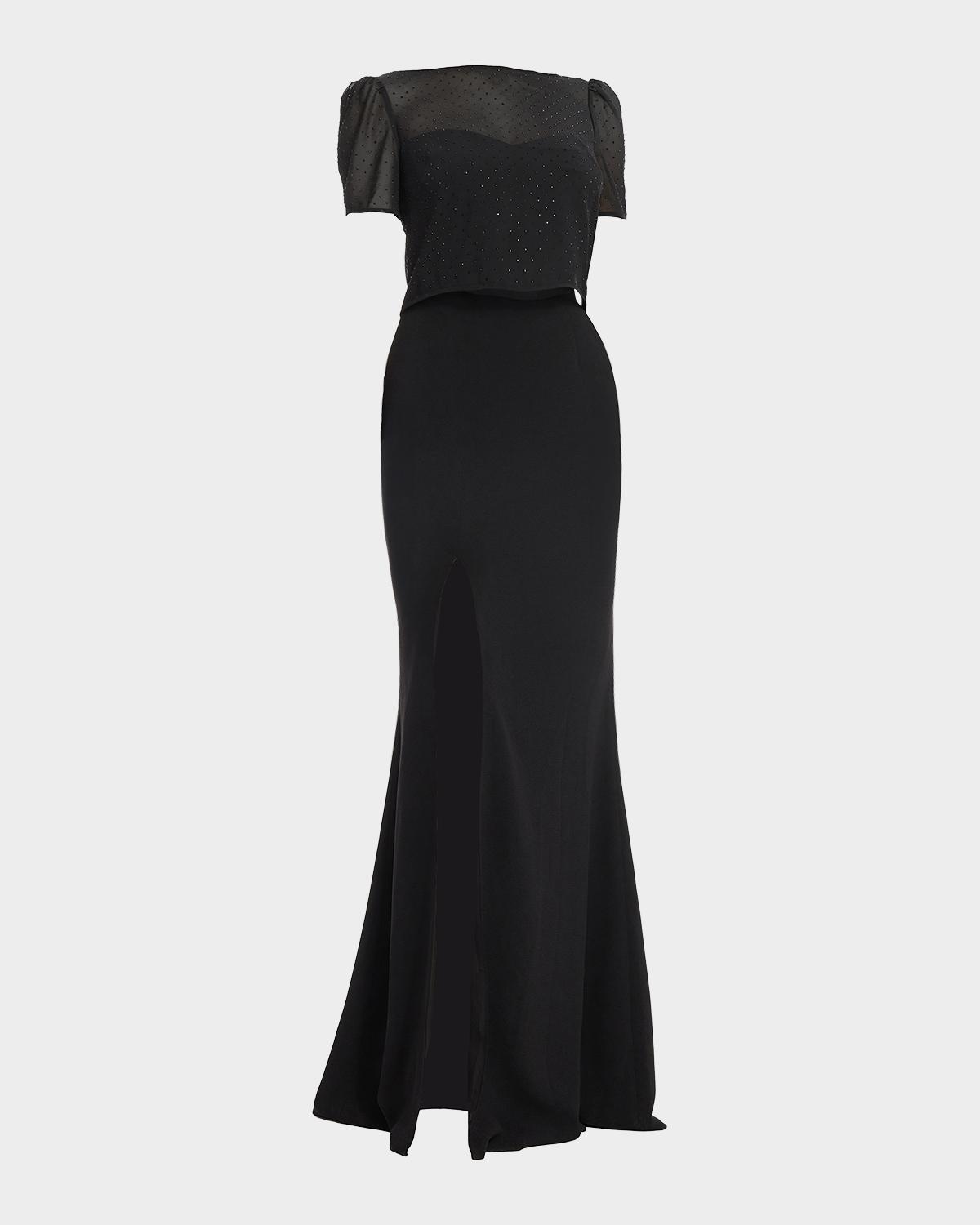 Amanda Chiffon-Draped Mermaid Gown