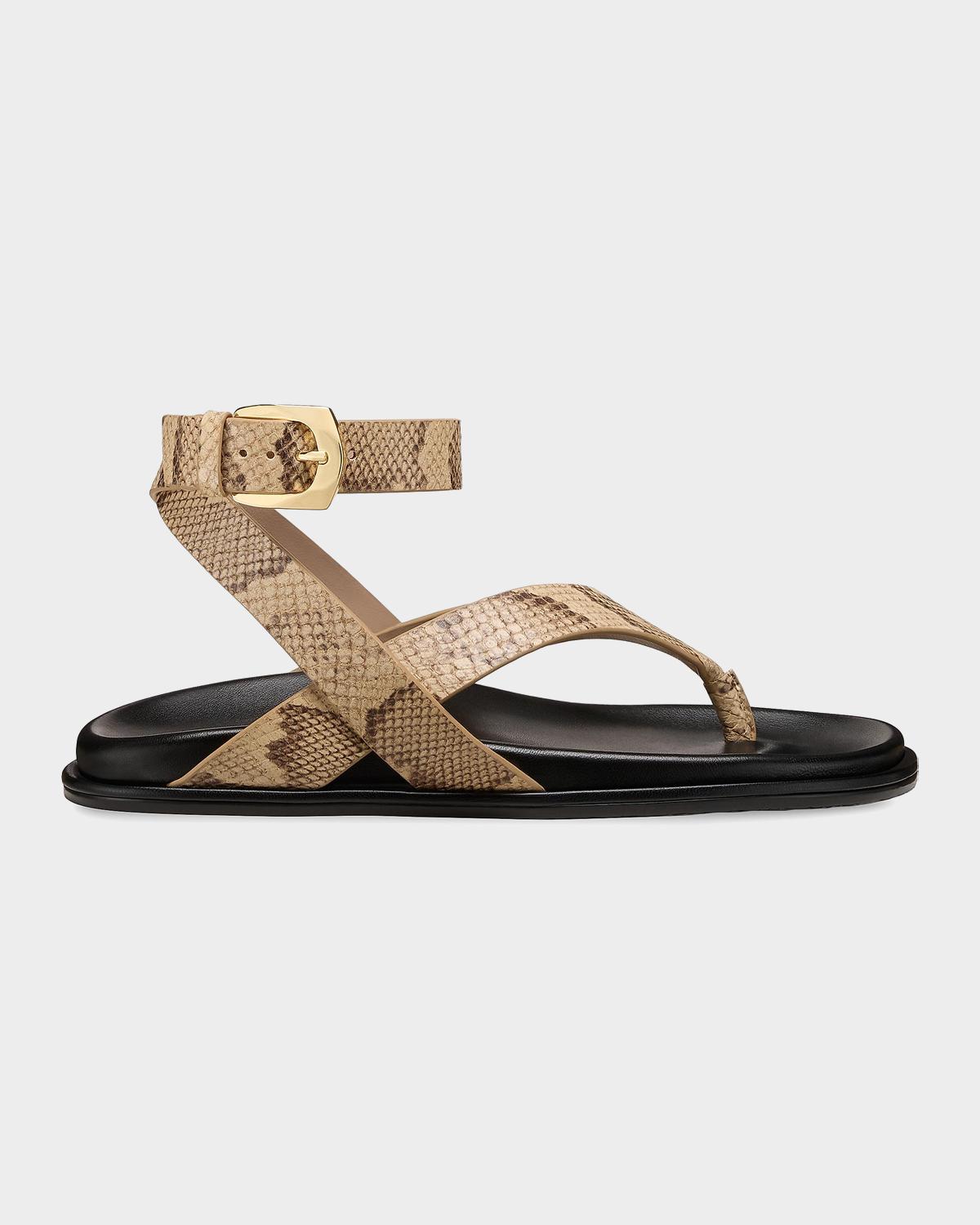 MaryKate Snake-Printed Leather Sandals