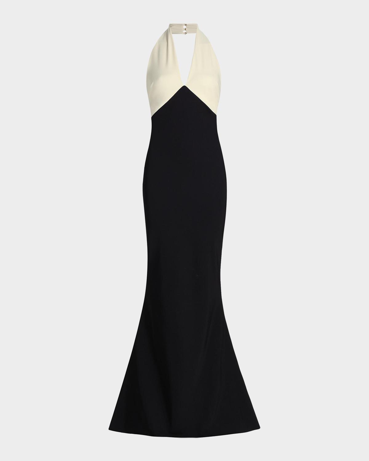 Noori Backless Draped Mermaid Gown