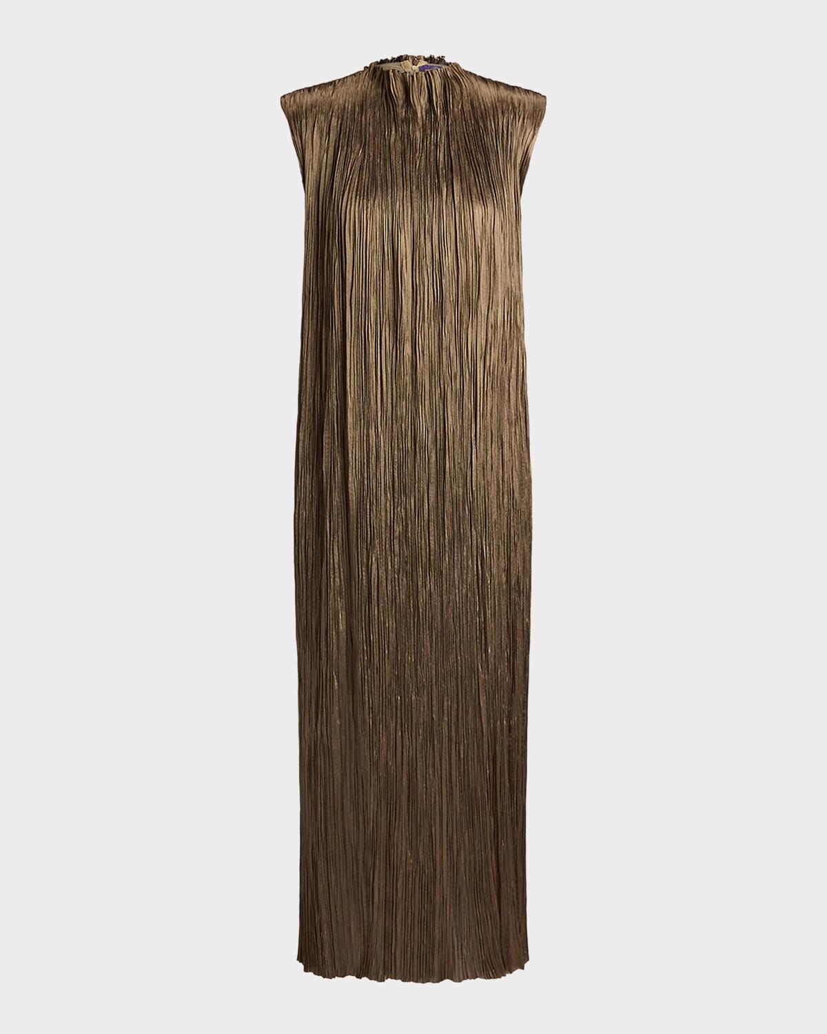Virna Pleated Lamé Cocktail Dress