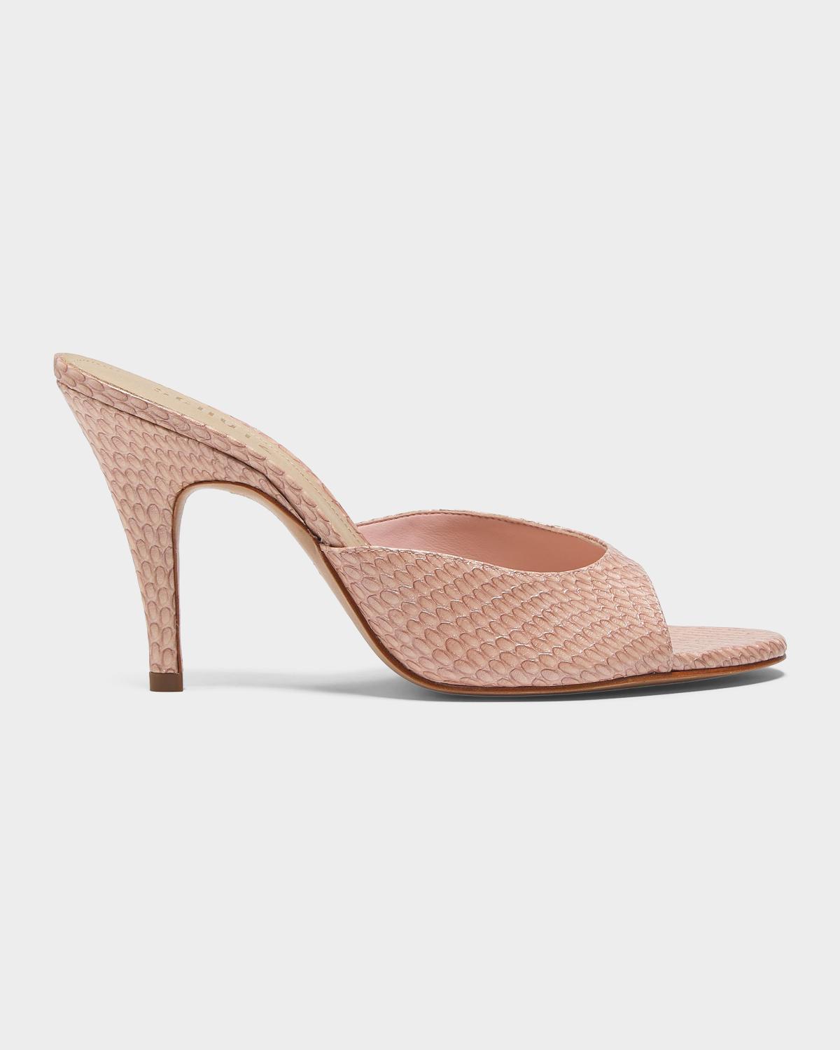 Clea Snake-Embossed Leather Sandals