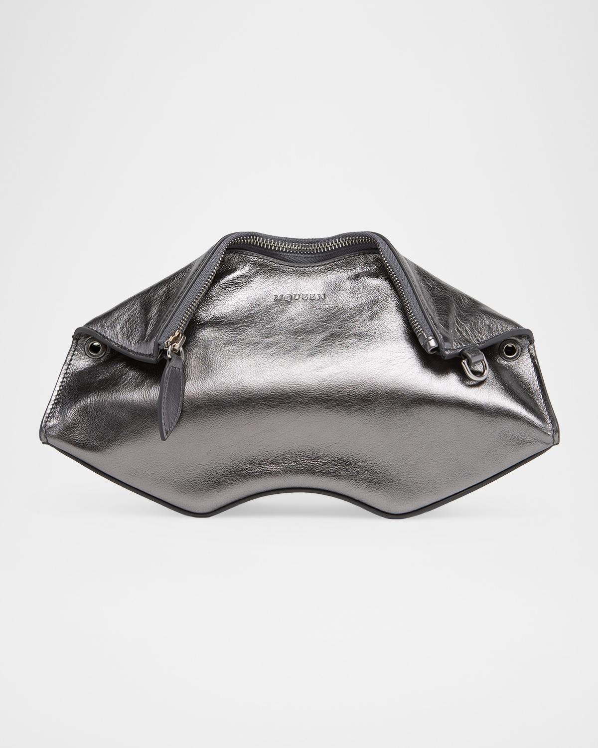 Manta Sculptural Metallic Leather Clutch Bag