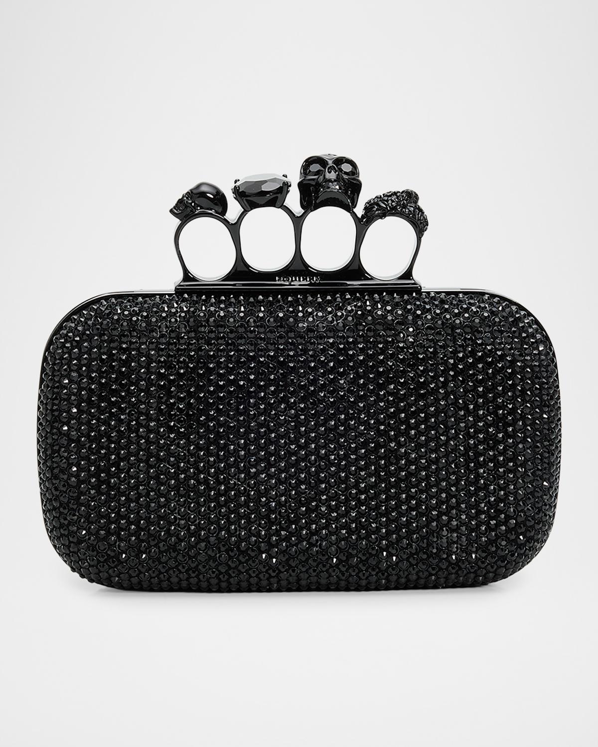 Skull Embellished Leather Clutch