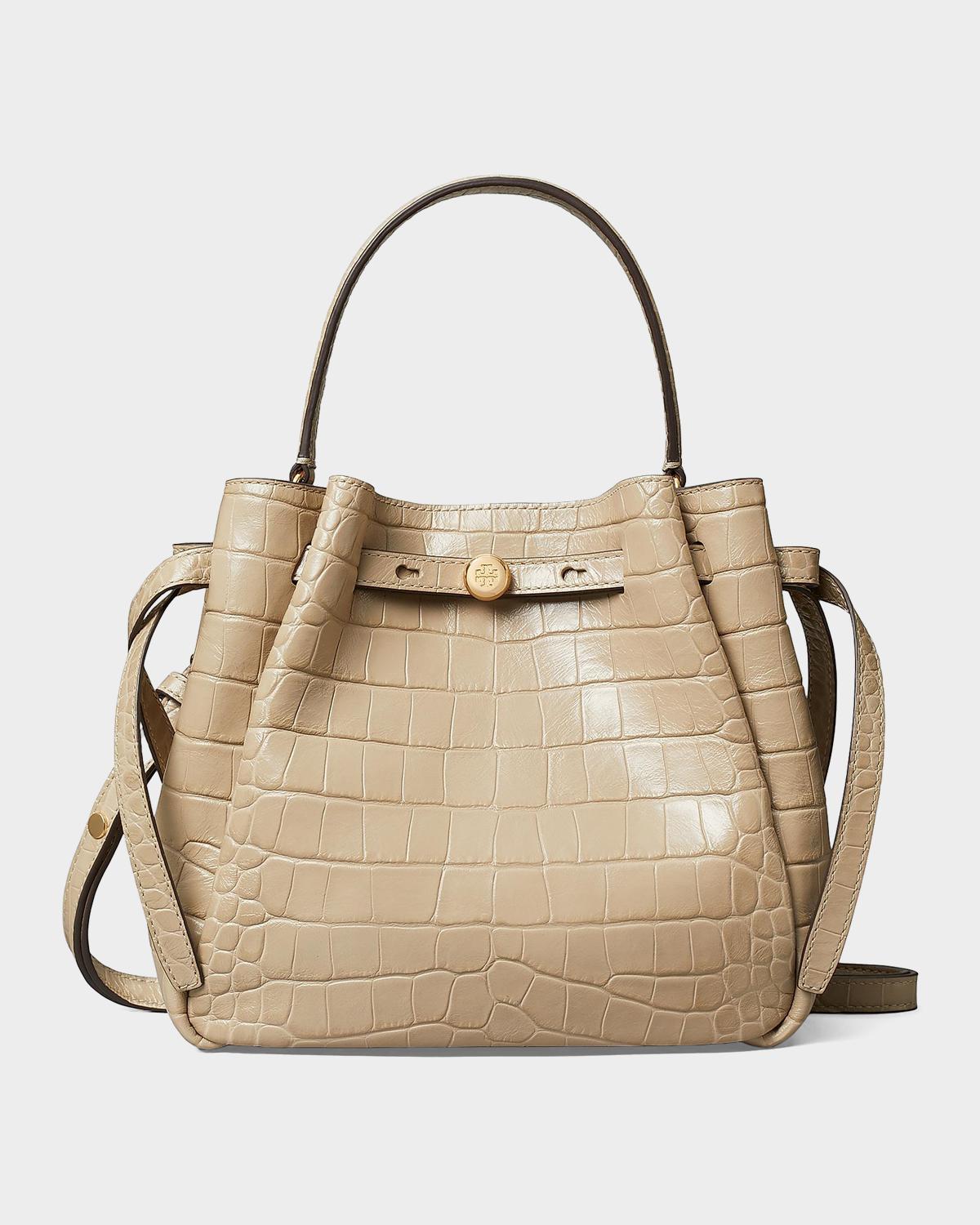 Romy Croc-Embossed Leather Bucket Bag