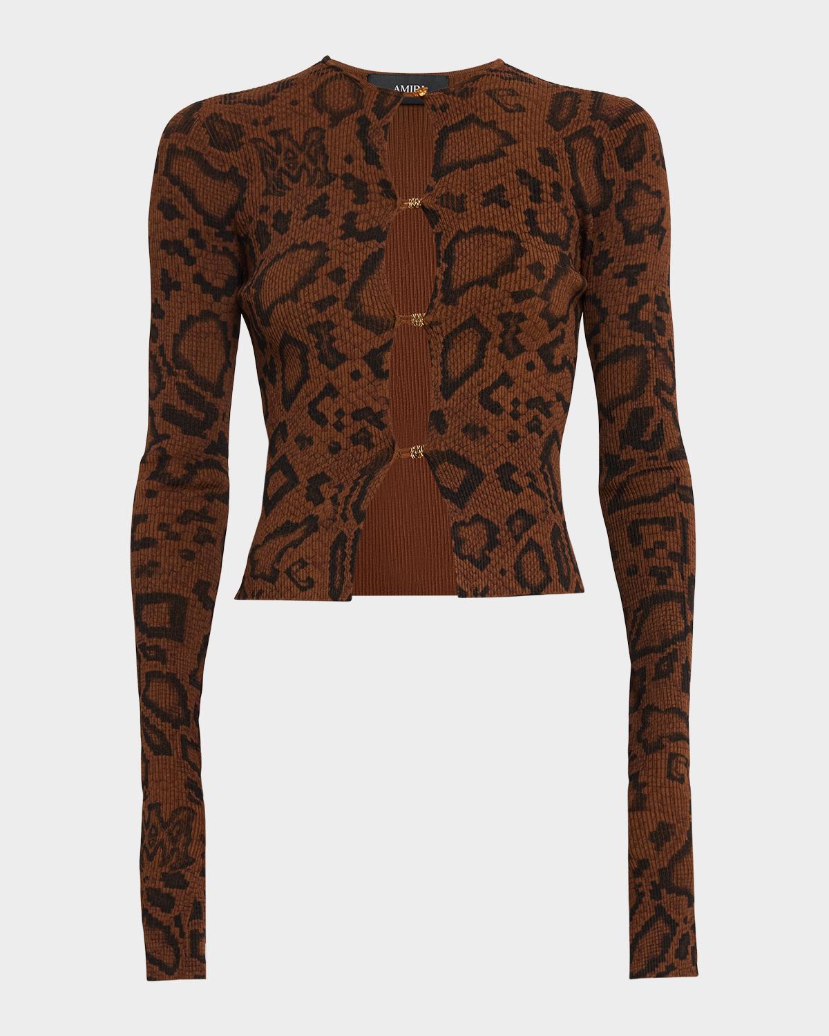 MA Buttoned Snake-Print Cardigan