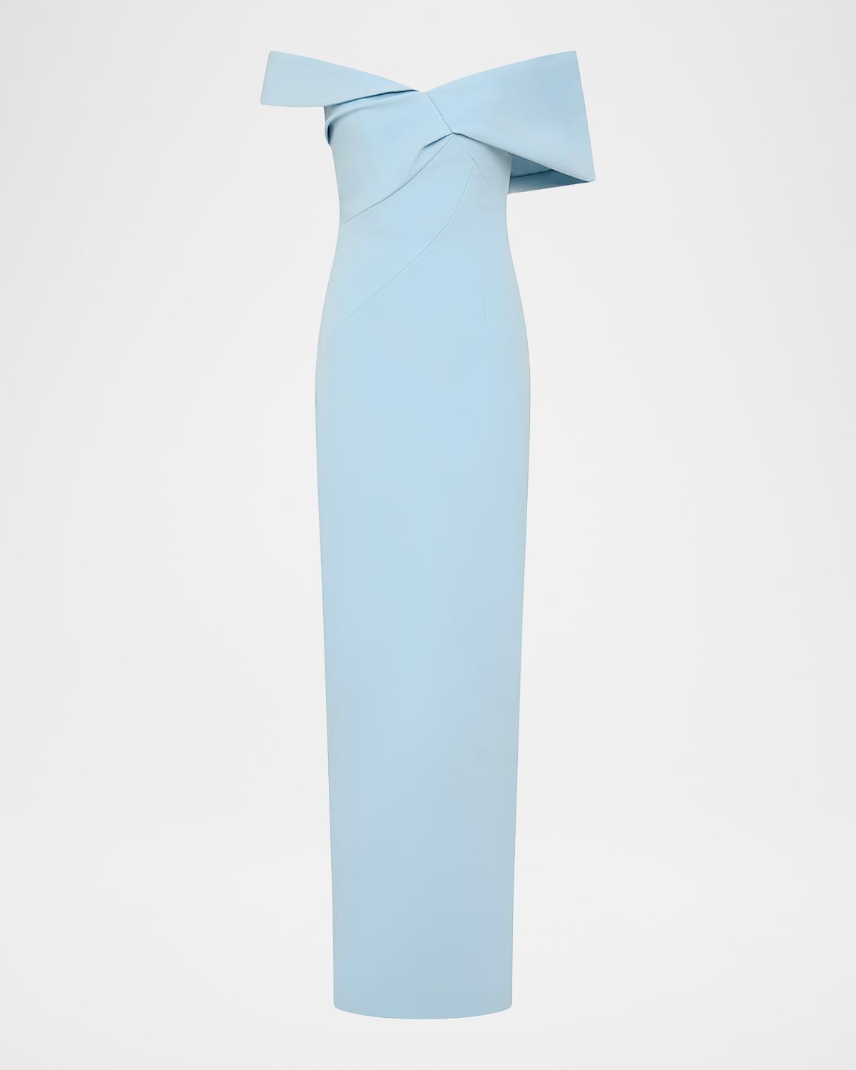 Maddie Draped Off-The-Shoulder Column Gown