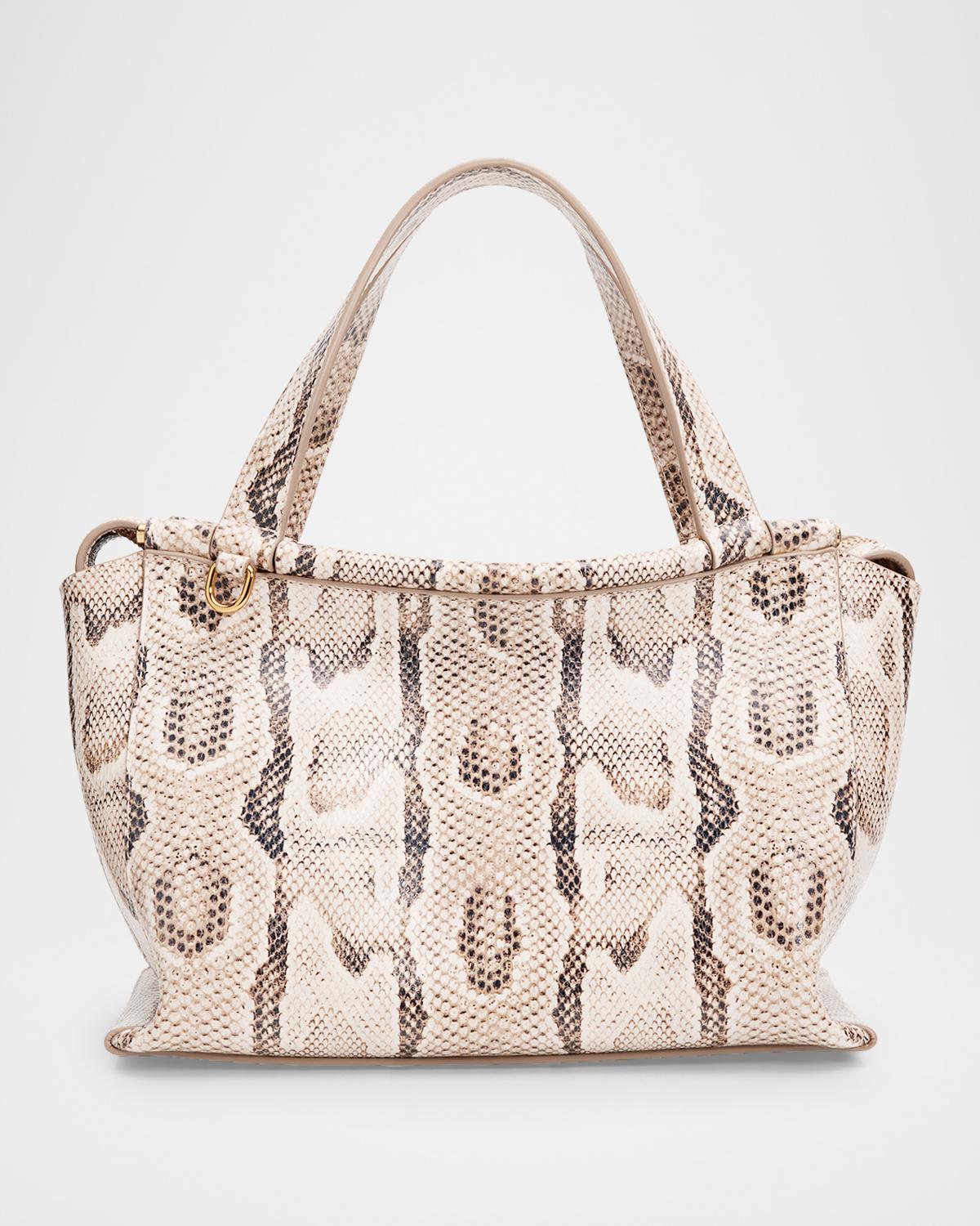 Ida Snakeskin-Print Leather Top-Handle Bag