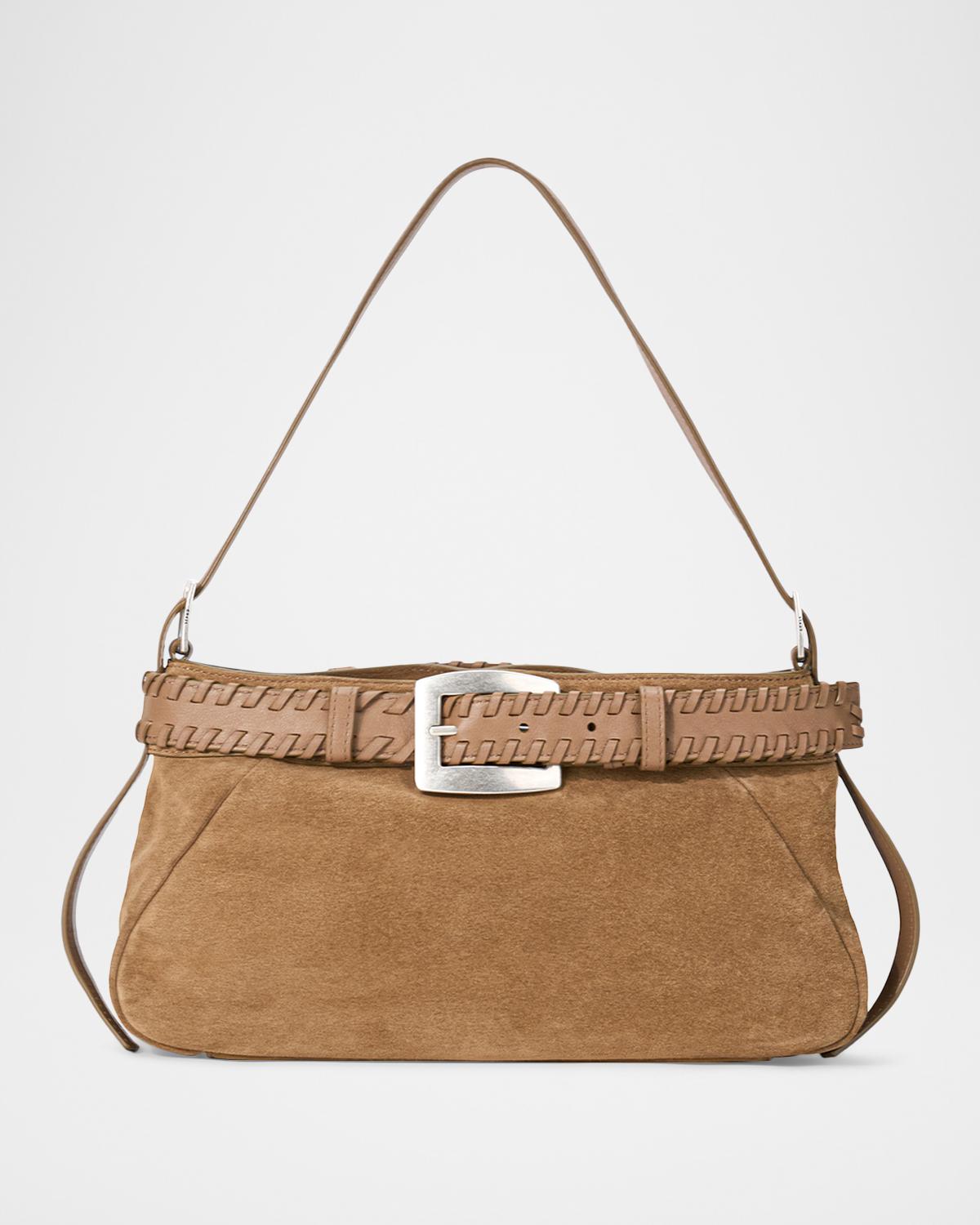 Brooklyn Buckled Suede Shoulder Bag